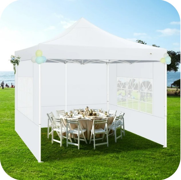 Hoteel 10x10 Heavy Duty Canopy Tent with 4 Sidewalls, Commercial Instant Shelter Tent for Parties, Wedding Event, Adjustable Outdoor Canopy with Carry Bag, 4 Ropes & 8 Stakes, White