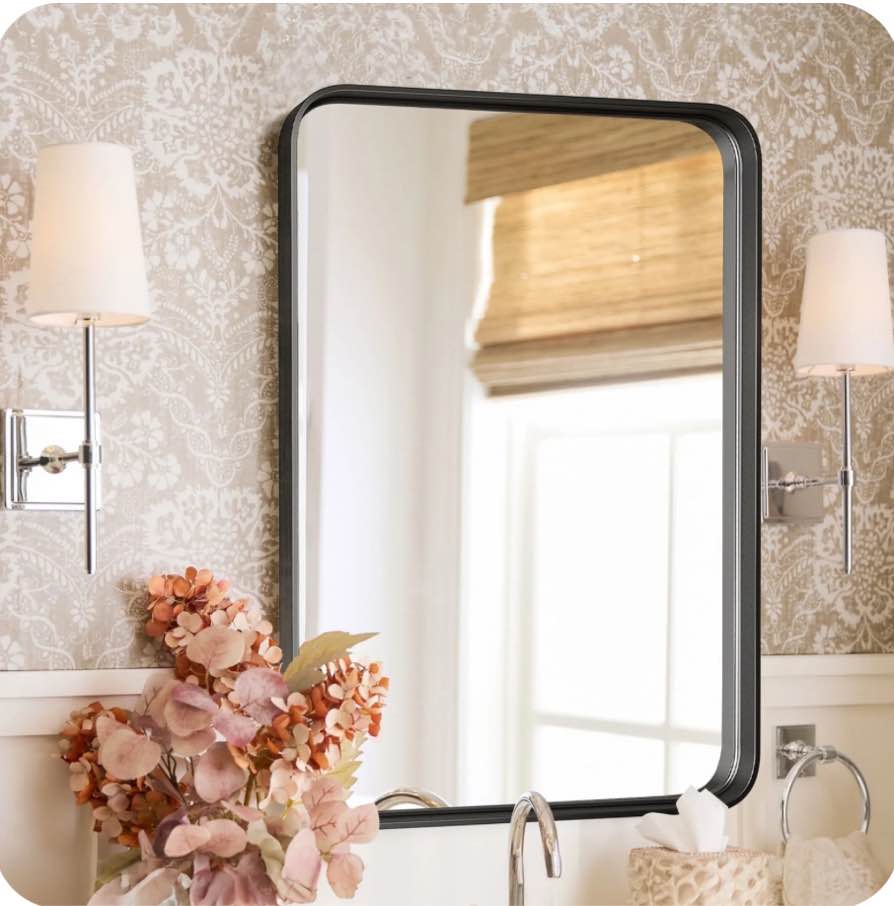 CONCETTA Shatterproof Bathroom Wall Mirror –22" x 30" Vanity Mirror with Rectangular Metal Frame, Anti-Fog, Black