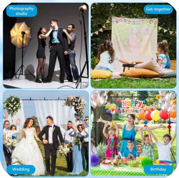 RELOIVE Backdrop Stand,10x7ft(WxH) Photo Studio Adjustable Background Stand Support kit with 8 Clamps, 2 Sandbags,4 String Clips,and Carry Bag for Parties, Events Decoration, Wedding, Photography