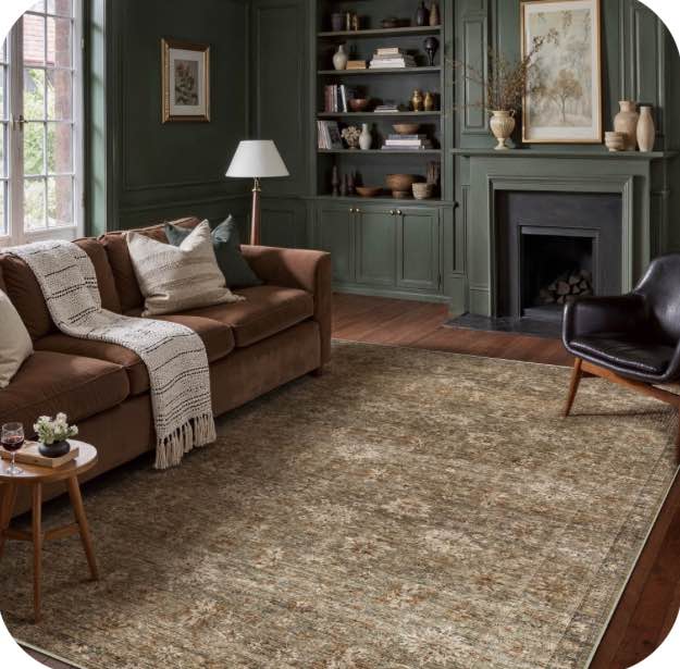 BERTHMEER 9'x12' Area Rugs for Living Room Bedroom Office Dining Room Farmhouse Vintage Non Slip Oriental Traditional Distressed Large Rugs Carpets,Gradient Brown