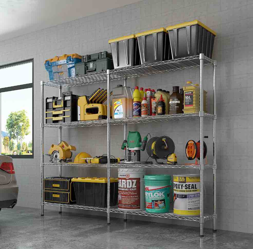 Ktaxon 1500LBS Heavy Duty Wire Shelving, 8-Tier Steel Garage Storage Rack, Adjustable DIY Metal Commercial Shelving for Garage Pantry Storage Organizer, 58"W x 13.8"D x 59"H