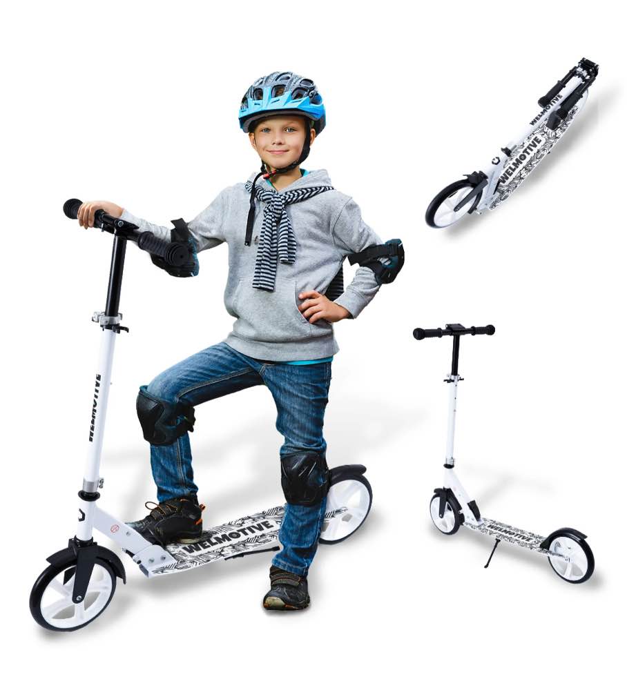 Welmotive Scooter for Kids Ages 6+, Teens & Adults, Lightweight Kick Scooter 3 Adjustable Heightand Rear Brake, Big Wheel Foldable Scooter for Indoor & Outdoor.