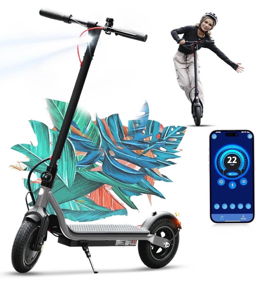 LiteFive LF6 Electric Scooter with 500W Motor, 10” Tires, 22mph & 23Miles Range, Folding Commuting E-Scooter for Adults with APP Control, Gray