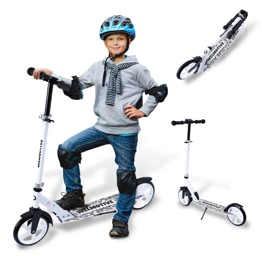 Welmotive Scooter for Kids Ages 6+, Teens & Adults, Lightweight Kick Scooter 3 Adjustable Heightand Rear Brake, Big Wheel Foldable Scooter for Indoor & Outdoor.