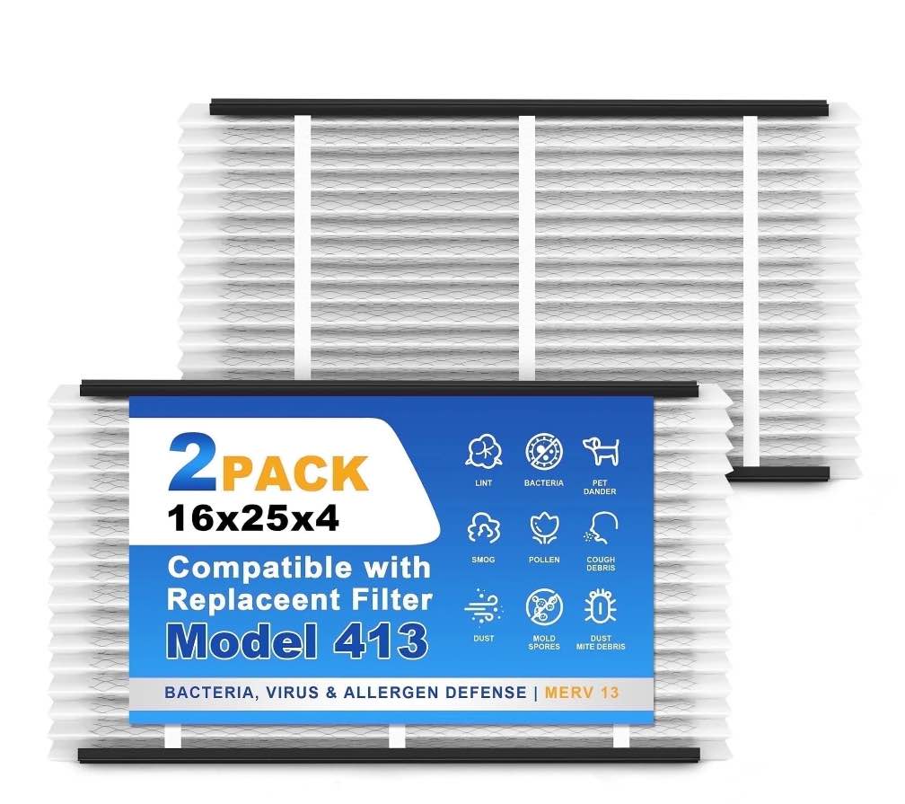 omwfilter 413 410 replacement filter compatible with aprilaire air purifier models 1410 1610 2140 2400 2410 2416 3410 4400 2400 upgrade kit 1413, merv 11 whole house furnace filters 16x25x4, 2-pack
