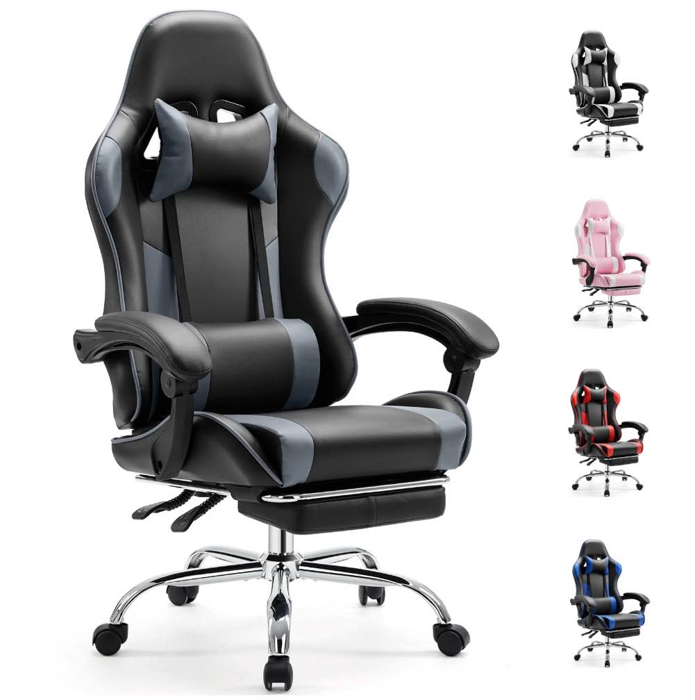 EDX Ergonomic Gaming Chair High Back Office Chair with Lumbar Support and Adjustable Armrests Swivel Racing Chair, Black and Gray