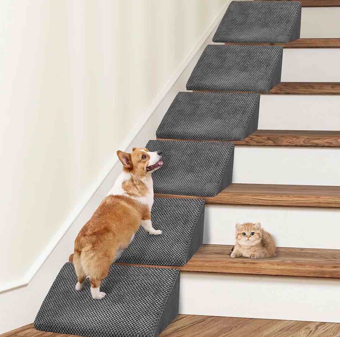 Update 40D Small Dog Steps/Stairs For Staircase, Foam Dog Pet Ra...