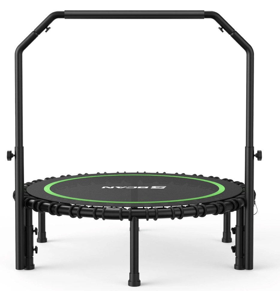 BCAN 450 LBS Foldable Mini Trampoline, 40" Fitness Trampoline with Bungees, Stable & Quiet Exercise Rebounder for Kids/Adults