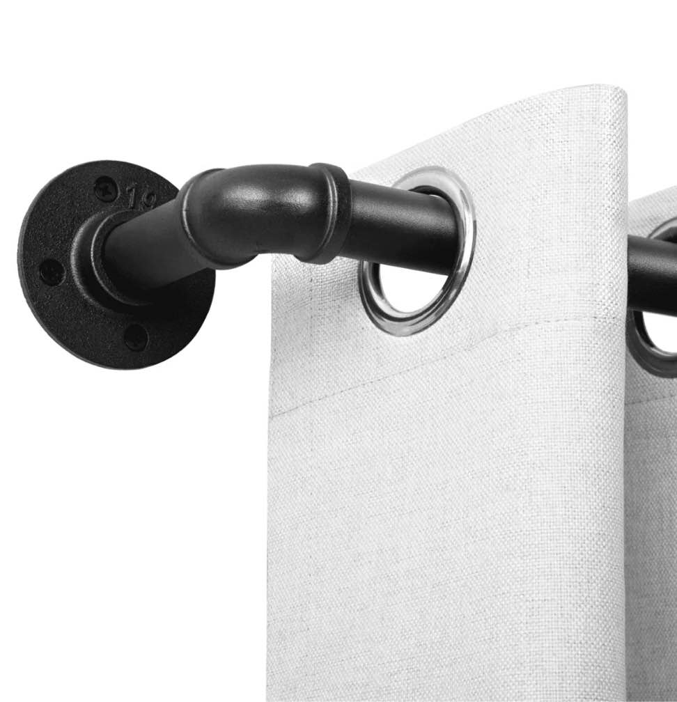 1 Inch Industrial Adjustable Curtain Rod for Windows 48 to 86,Indoor/Outdoor Pipe Wrap Around Curtain Rod