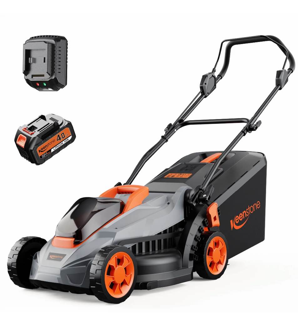 20V 13'' Cordless Lawn Mower, Multi-Functional Grass Cutter with 4.0Ah Battery, 5 Adjustable Height Settings, Durable Manganese Steel Blades, Easy to Use for Small Lawn