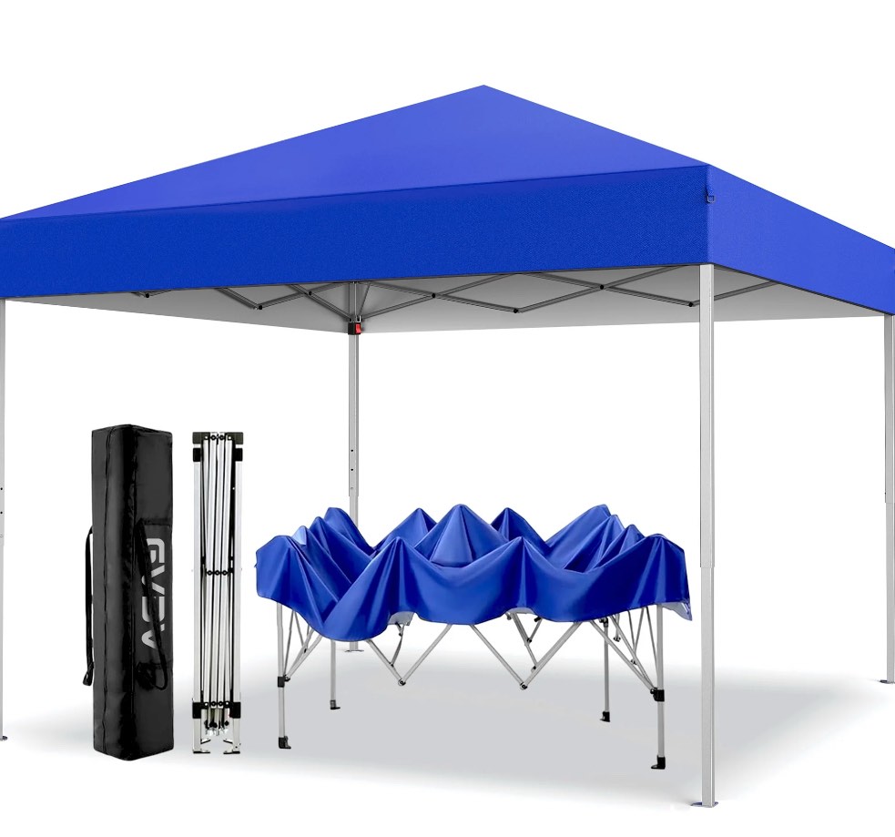 gvdv canopy tent, 10x10 ft easy pop up outdoor canopy tent, portable straight leg gazebo instant canopy, blue