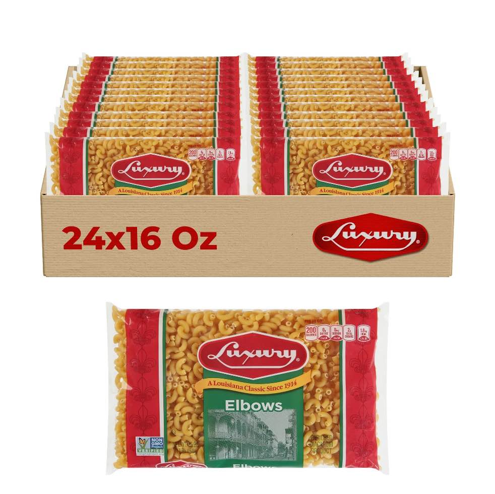 Luxury Elbow Macaroni Pasta, 24-Pack (16 oz Each) – Pasta for Mac & Cheese, Soups & Salads
