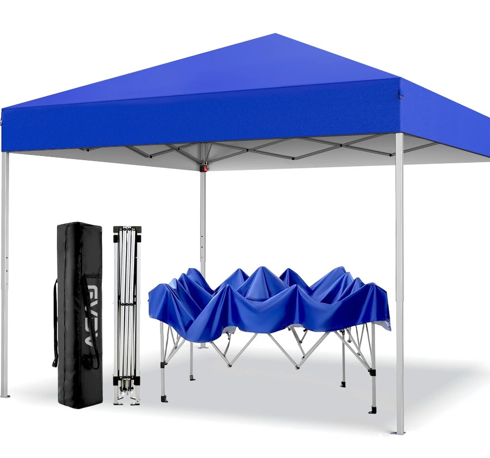 gvdv canopy tent, 10x10 ft easy pop up outdoor canopy tent, portable straight leg gazebo instant canopy, blue