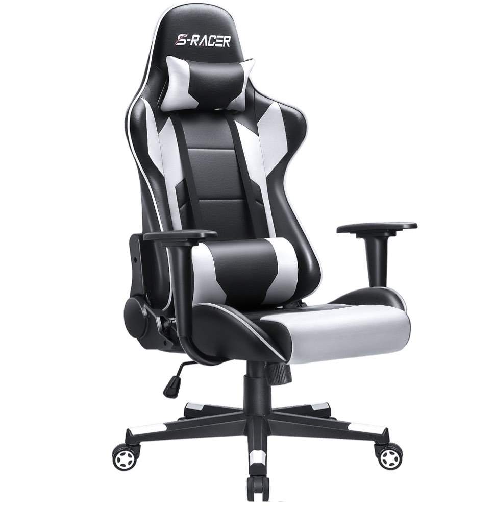 Homall Adjustable Ergonomic High Back Lumbar Support Swivel Gaming Chair, White
