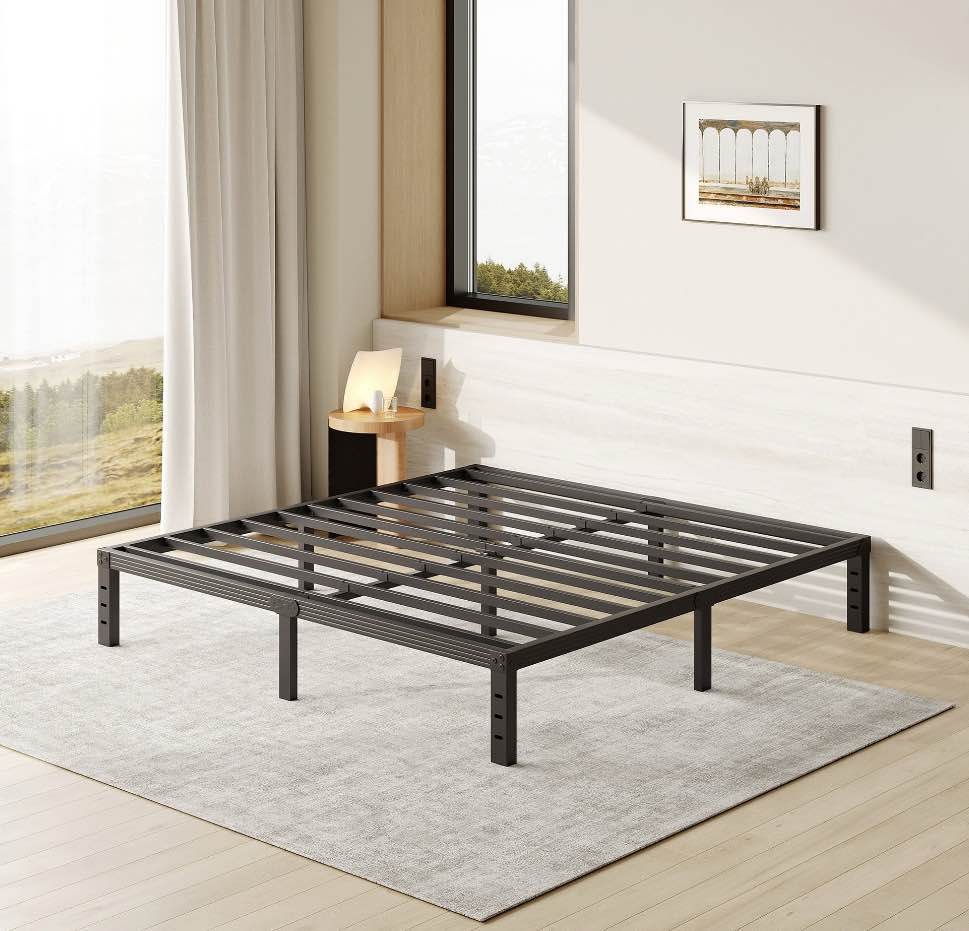 FSCHOS 12 Inch King Size Bed Frame, Heavy Duty Metal Platform, No Box Spring Needed, Easy Assembly, Black
