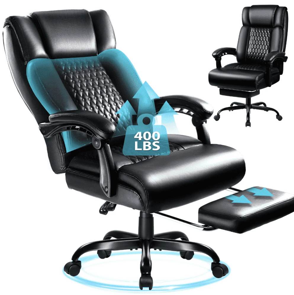 Waleaf Office Chair with Footrest,90-165°Reclining Ergonomic High Back Computer Desk Chair Lumbar Support for Home Office