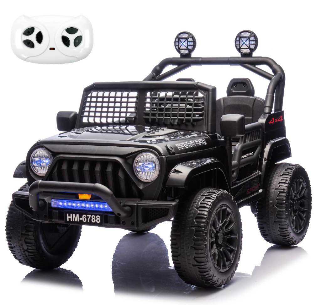 TCARAIWEN 24V Two Seater Kids Electric Car Ride on Cars,Powered 4-Wheel Battery Car with Remote Control MP3 LED Bluetooth Music for Kids 2+,Black