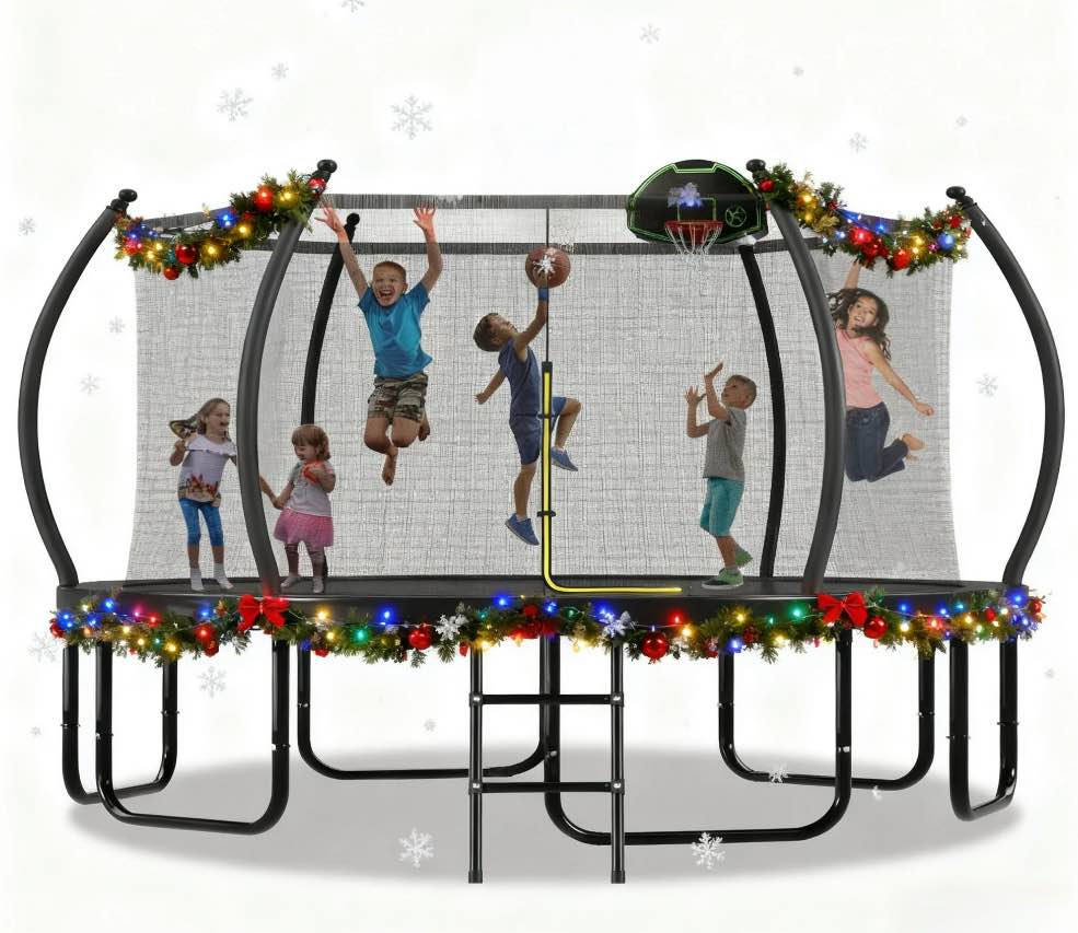 16FT Trampoline, Outdoor Trampoline with Enclosure Net for Kids and Adults