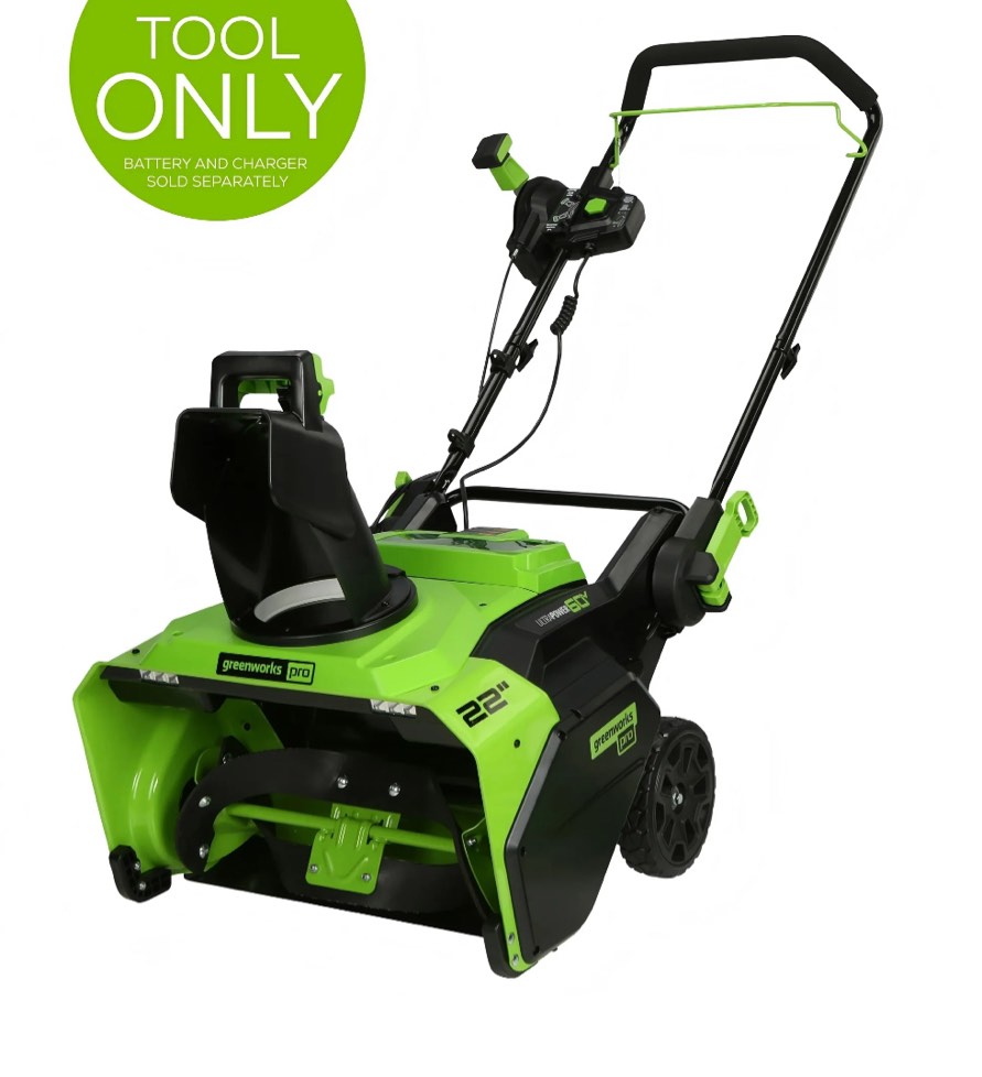 Greenworks SN60L02 Pro 60V 22-inch Single-Stage Cordless Electric Snow Blower?Tool Only?