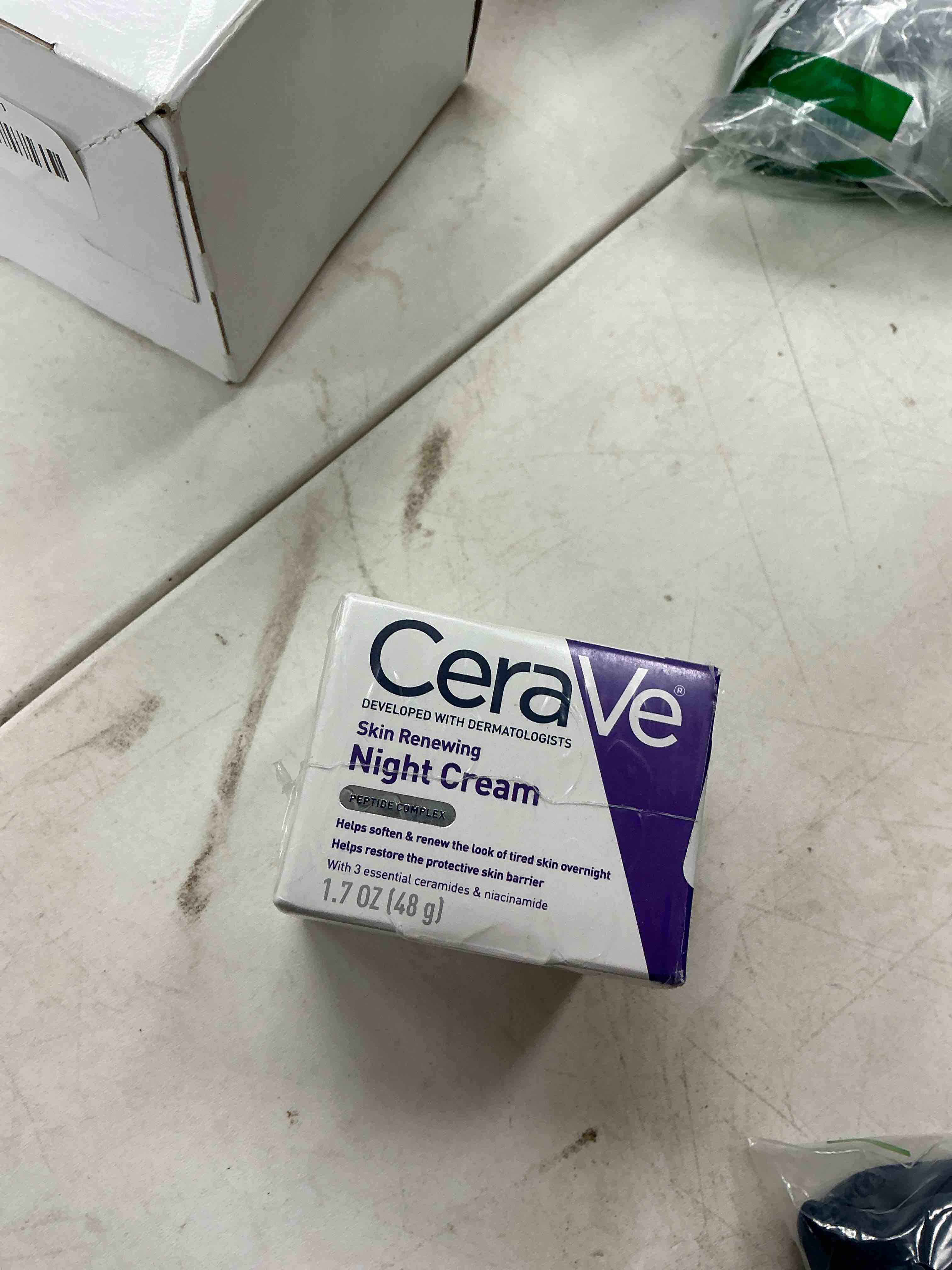 Condition photo showing New/Like New for CeraVe Skin Renewing Night Cream, Niacinamide, Peptide Complex, and Hyaluronic Acid Moisturizer for Face, 1.7 Ounce, Packaging may Vary