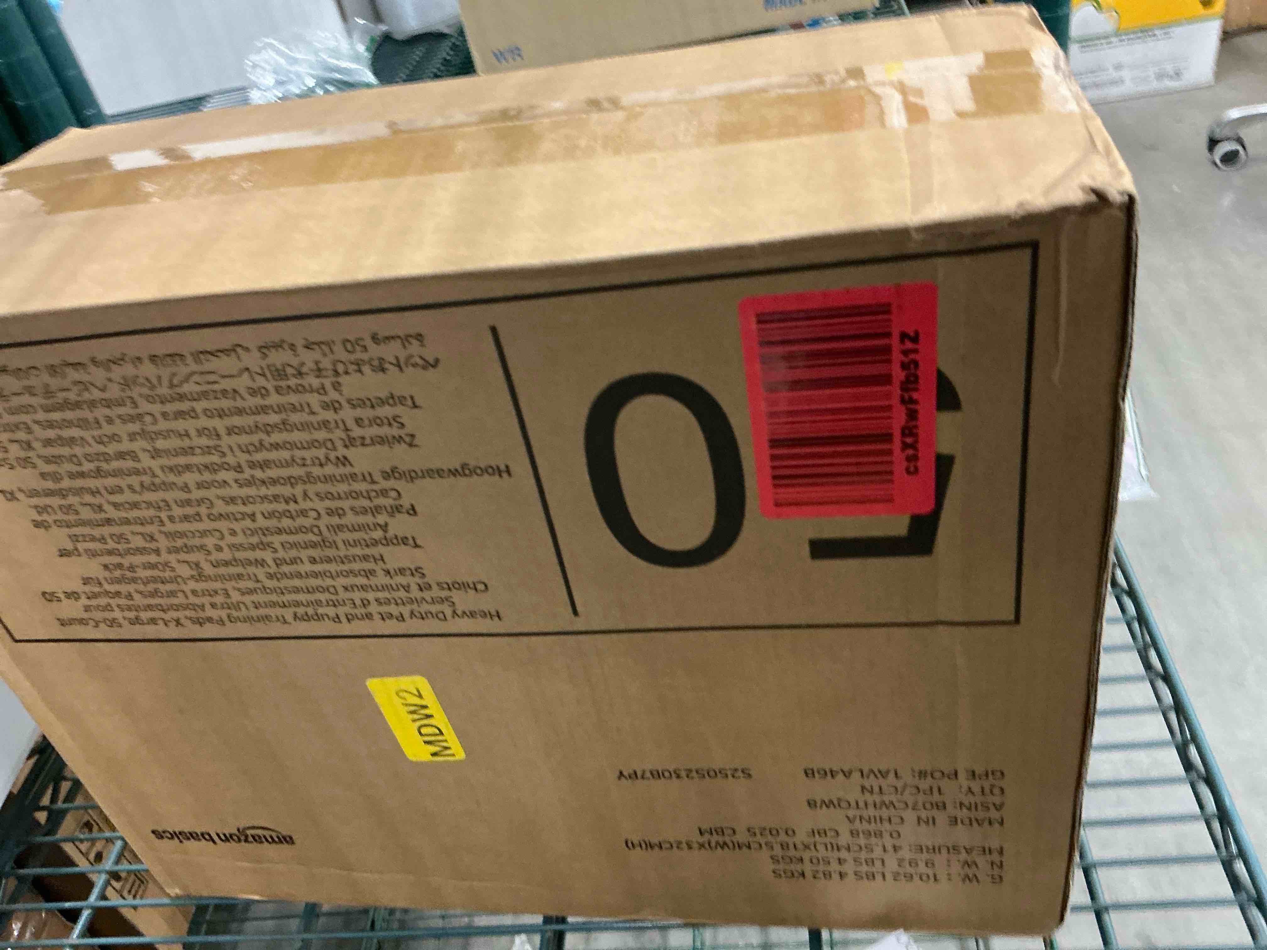 Condition photo showing New/Like New for Amazon Basics X-Large Absorbent Puppy Pads, Leak-Proof, Quick-Dry, 28 x 34 Inches, Pack of 50, Blue & White