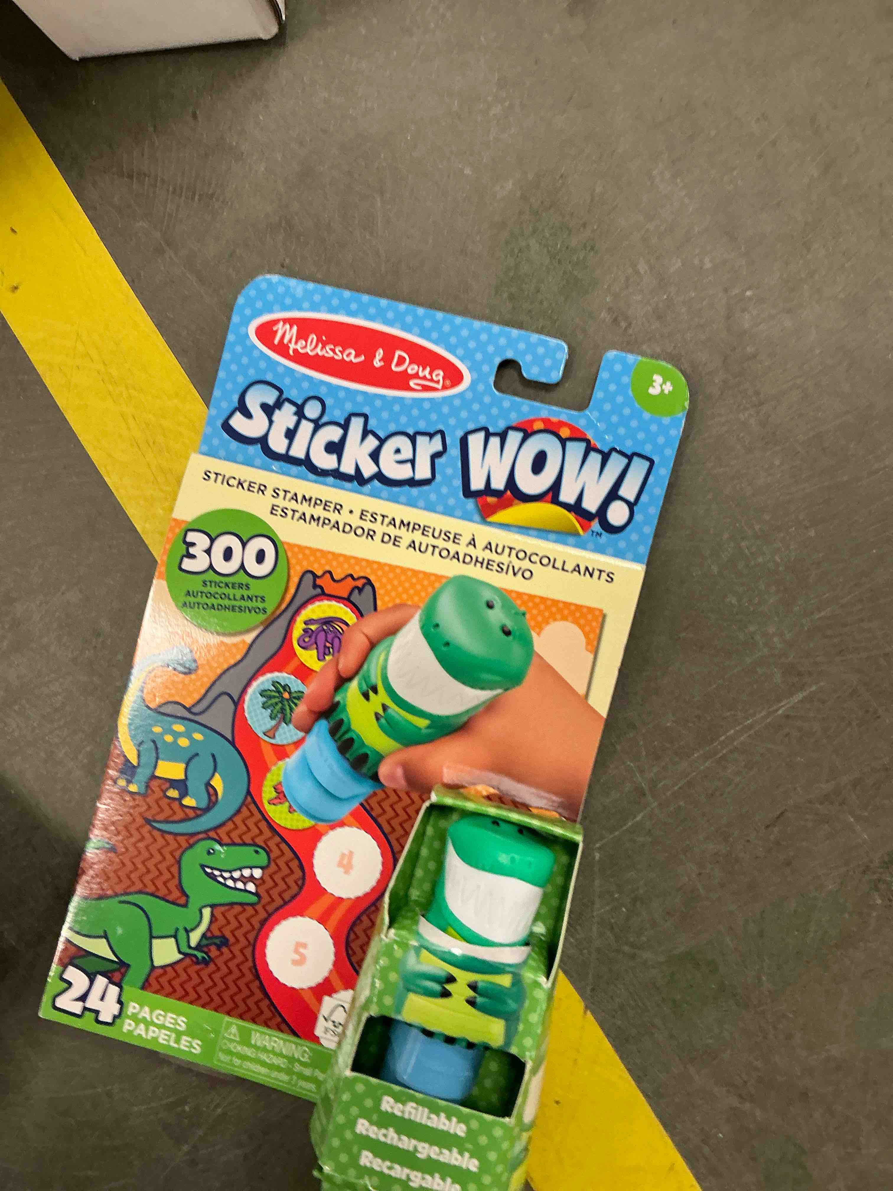 Condition photo showing New/Like New for Melissa & Doug Sticker Wow!™ 24-Page Activity Pad and Sticker Stamper, 300 Stickers, Arts and Crafts Fidget Toy Collectible Character – Dinosaur Creative Play Travel Toy for Girls and Boys 3+, Dinosaur Single