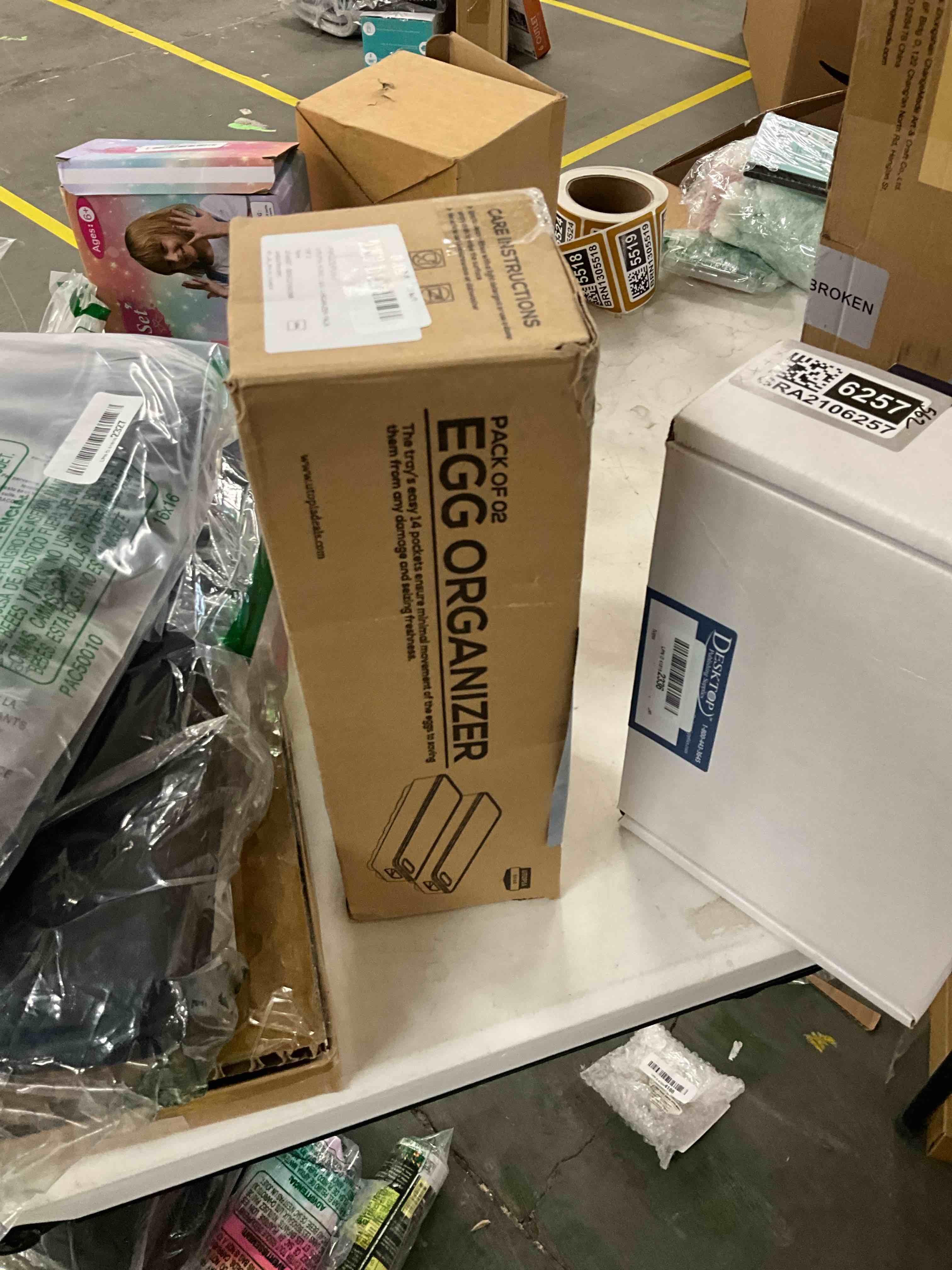 Condition photo showing Good Condition for Egg Container Holders Dispenser for Refrigerator 40 Eggs, 2 Tier Clear Stackable Holder Tray with Drawer for Fridge, Storage Container with Handles for Refrigerator, Countertop