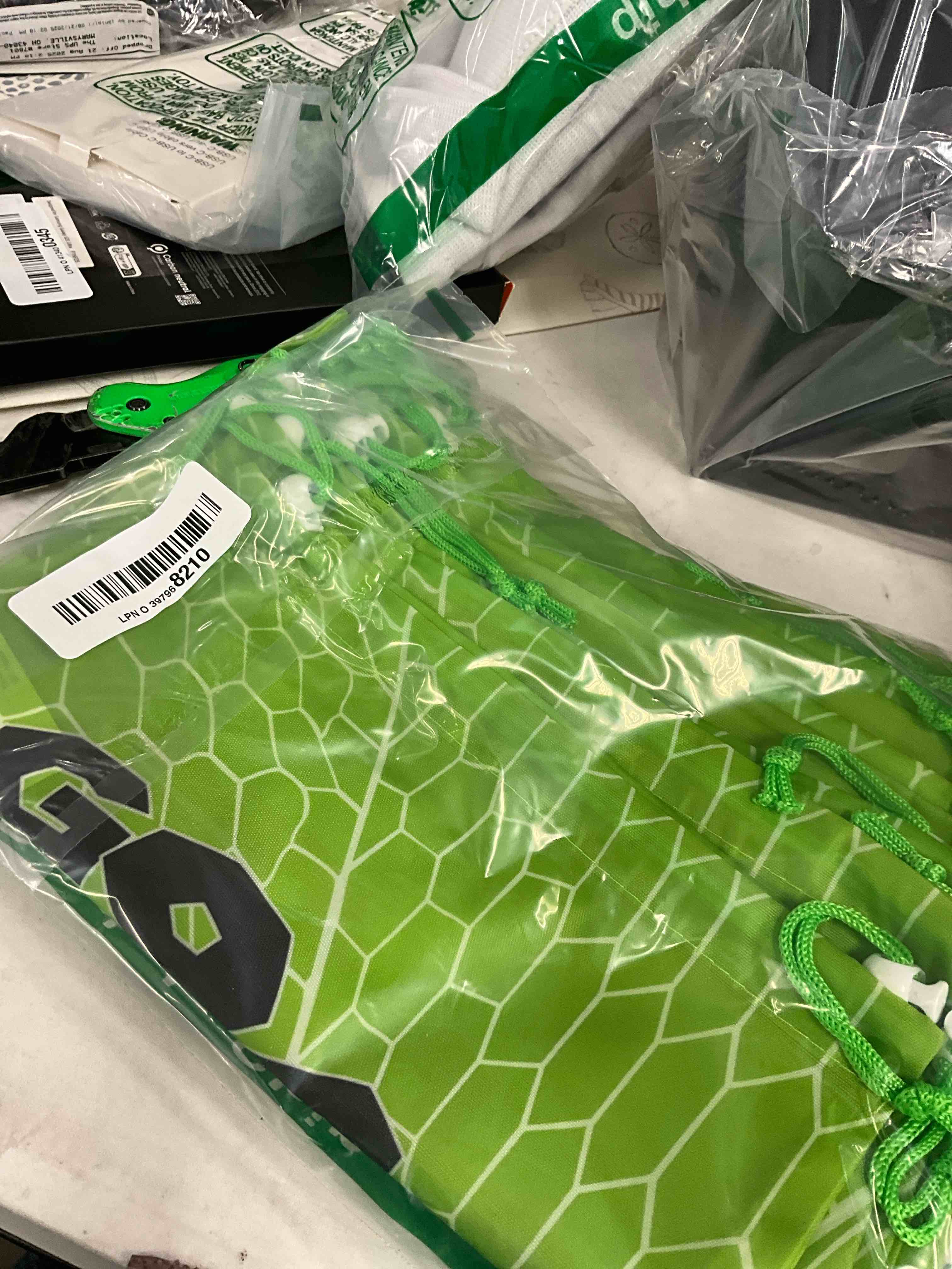 Condition photo showing Good Condition for Shappy 16 Pack Soccer Drawstring Bags for Party Favors 12 x 10 Inch Treat Candy Goodie Gifts Bags Team Supplies Sport Birthday Party Favors