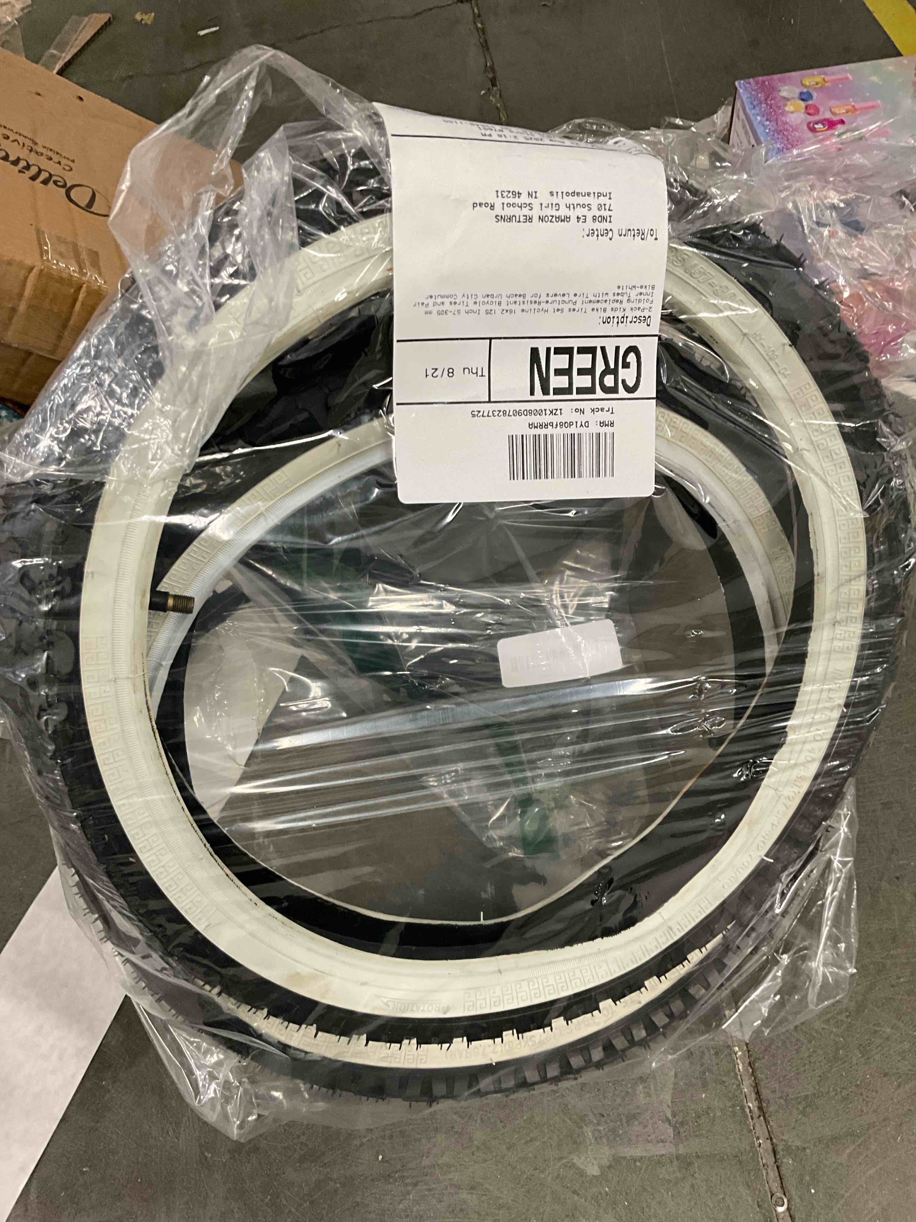 Condition photo showing Good Condition for Hycline Kids Bike Replacement Tires Set?2-Pack 16/20x2.125 Inch Premium Butyl Rubber Puncture-Resistant Folding Bicycle Tires and 2 Pcs Bike Tubes Schrader Valve with Tire Levers for BMX Urban White 16x2.125