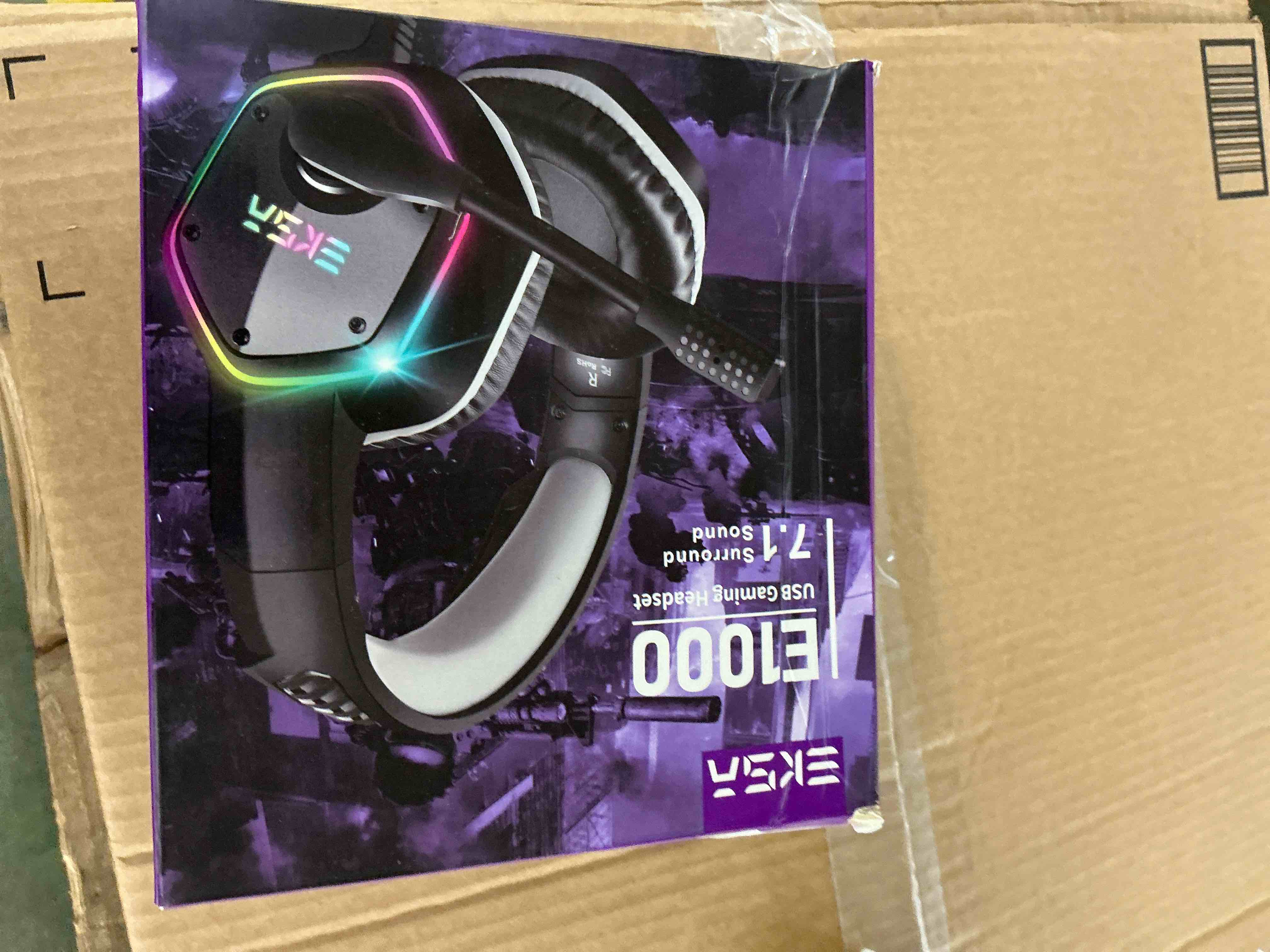 Condition photo showing Good Condition for EKSA E1000 USB Gaming Headset for PC, Computer Headphones with Microphone/Mic Noise Cancelling, 7.1 Surround Sound, RGB Light - Wired Headphones for PS4, PS5 Console, Laptop, Call Center