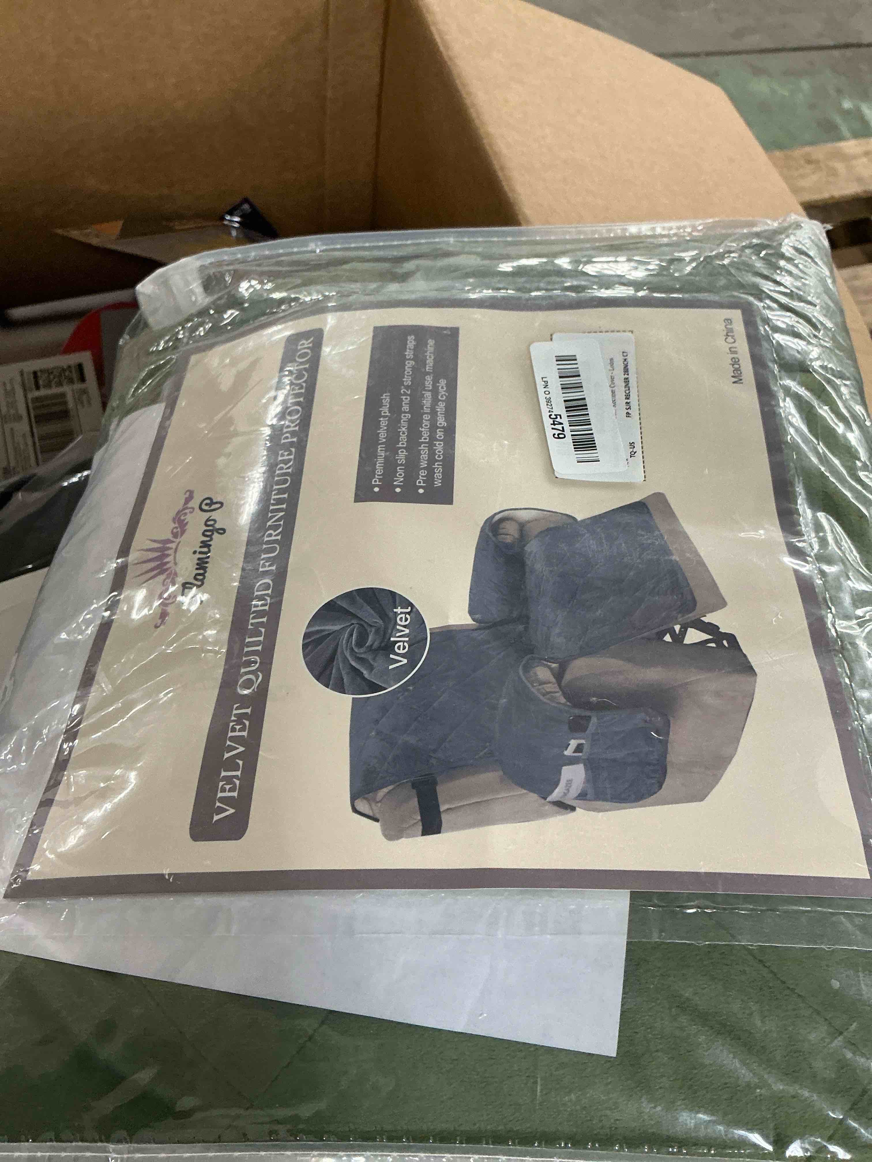 Condition photo showing New/Like New for Flamingo P Recliner Covers Velvet Slip Resistant Recliner Sofa Slipcover Seat Width Up to 28" Couch Furniture Protector with 2" Elastic Straps Recliner Cover - Loden Loden Large