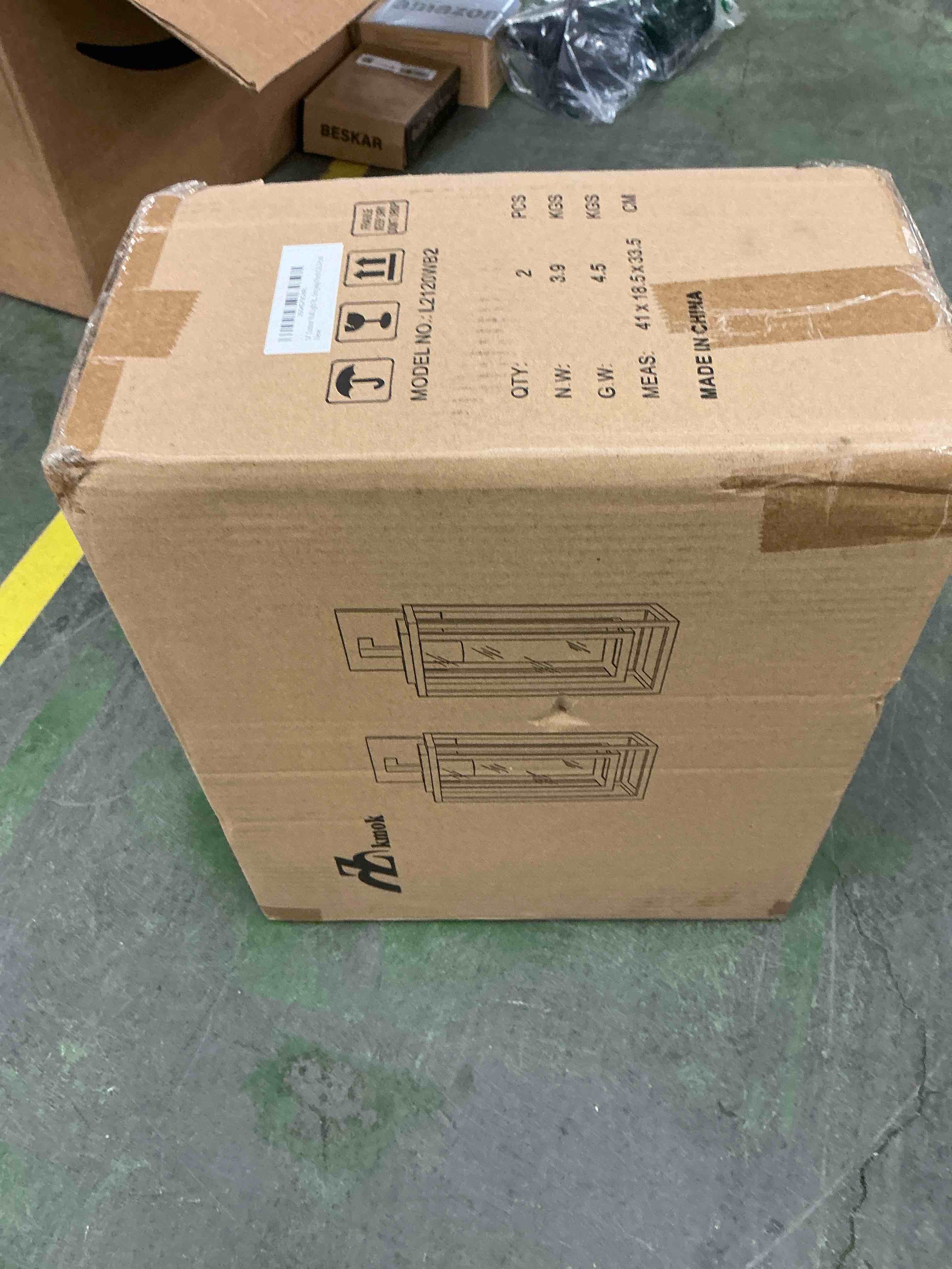 Condition photo showing New/Like New for 14" Outdoor Wall Light Fixtures Waterproofed Exterior Lantern W/Sturdy Rectangular Double Cage In Satin Black&Clear Tempered Glass,Sconce Mounted For House Patio,Front door,Porch,Garage Lighting 2Pack 14-inch Satin Black