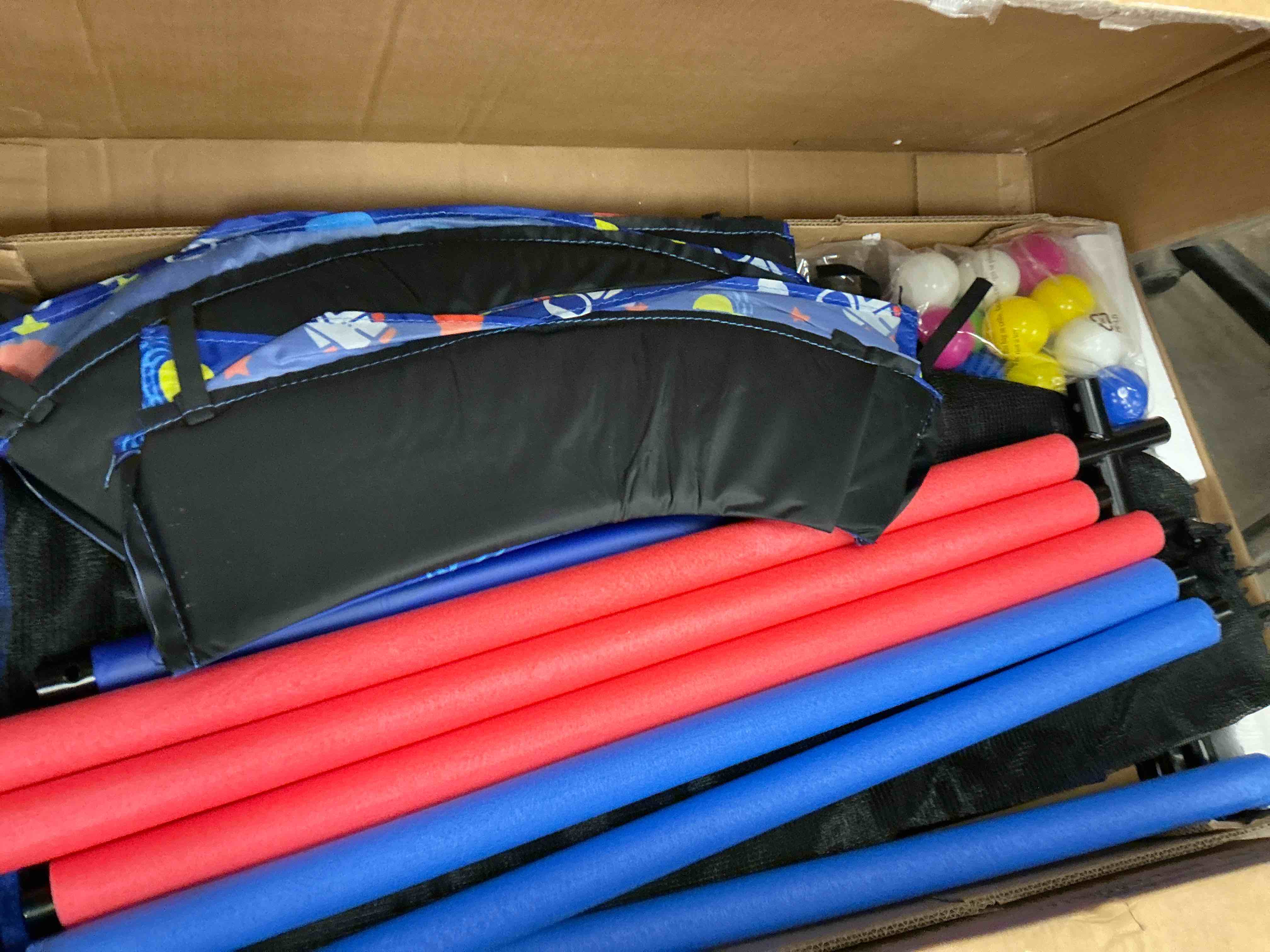 Condition photo showing New/Like New for 60  Toddler Trampoline with Safety Enclosure Net  SEGMART Upgraded Kids Trampoline with Basketball Hoop  Swing  Rings  Balls  Indoor Outdoor Mini Trampoline Birthday Gift for Kids Ages 3-9