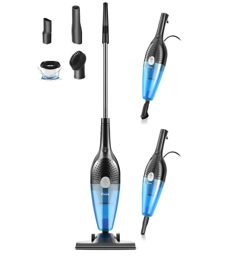 Emossie Corded Stick Vacuum Cleaners, 25KPa Lightweight Handheld Multi-Surface 3-in-1 Small Vacuum Cleaners, 1000W Motor Household Vacuum for Home Hardwood Floor Carpet Car Pet Hair, Black, BR602