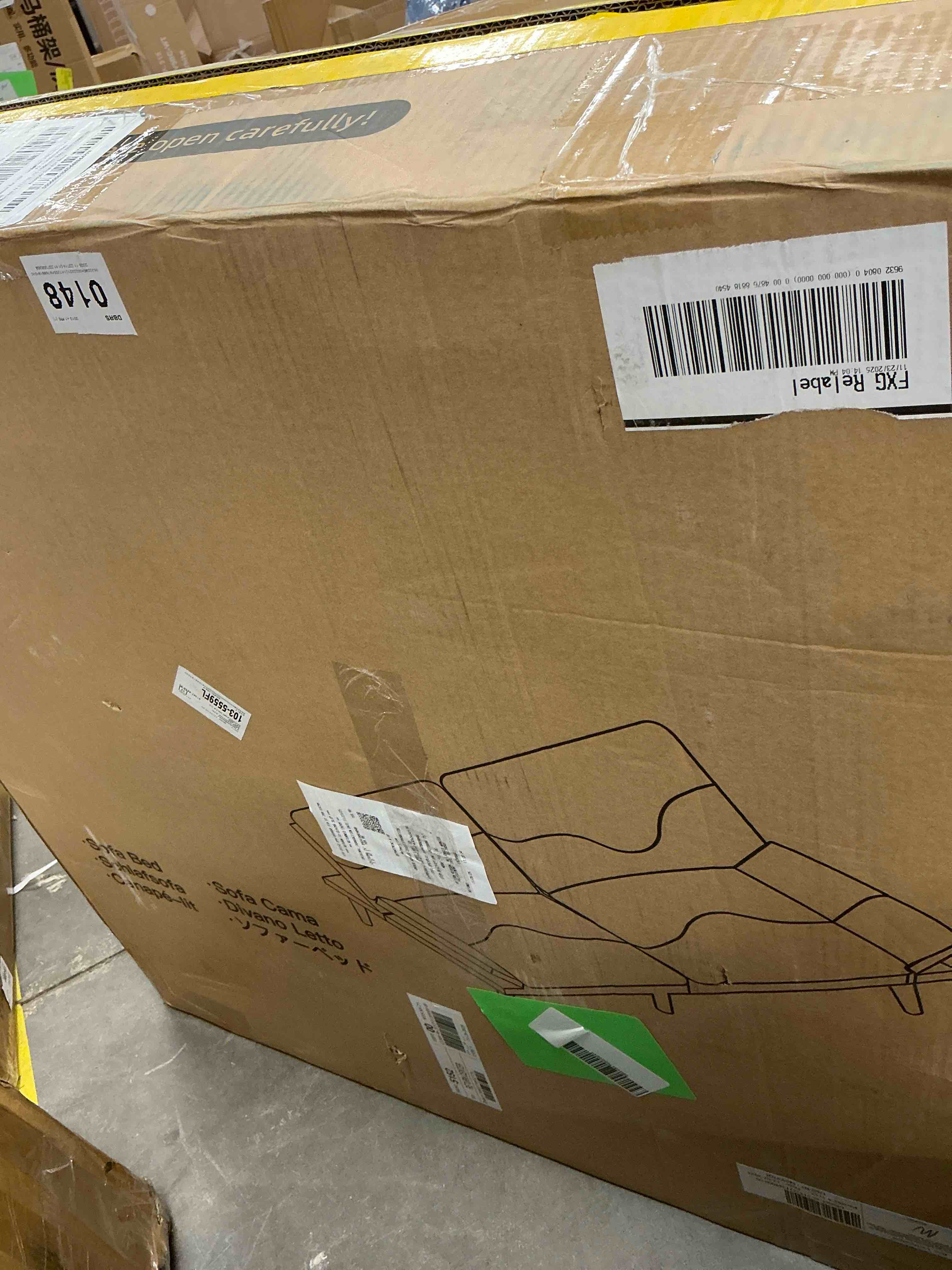 Condition photo showing New/Like New for CHITOOMA 75" Corduroy Futon Sofa Bed, Gray Convertible Couch with Adjustable Backrest and 6-Level Armrests, Comfy Sleeper Sofa for Living Room, Apartment, or Office