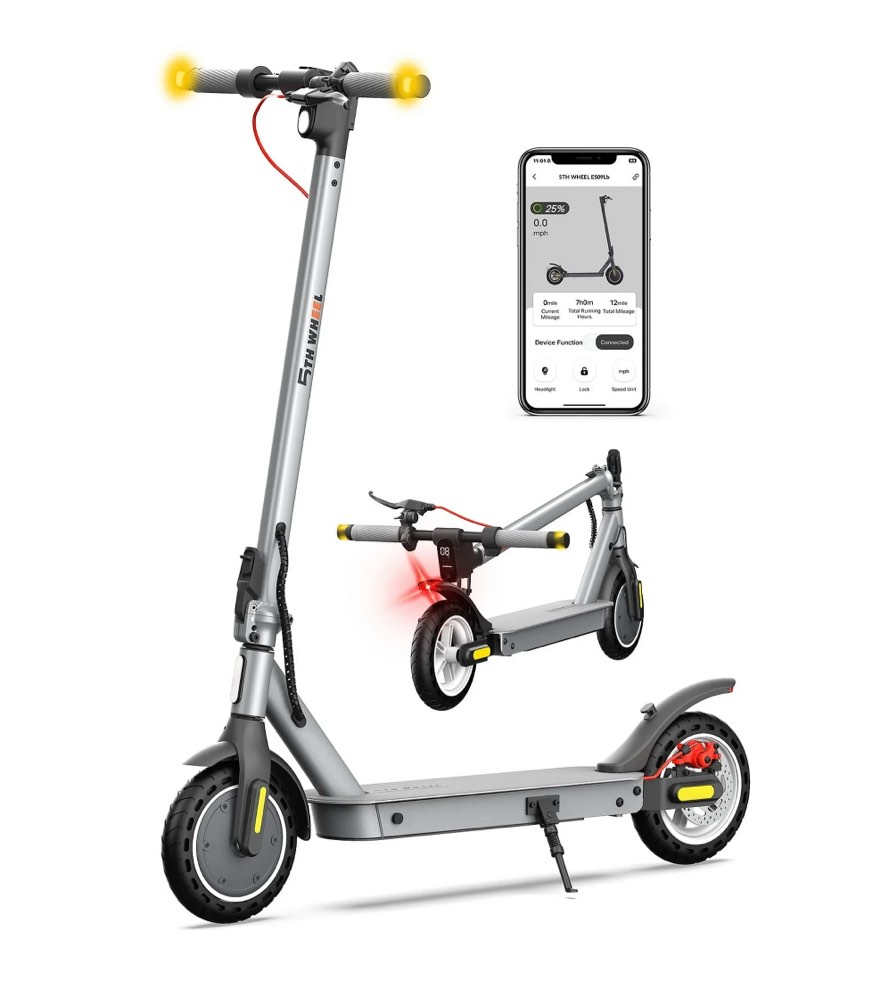 5TH WHEEL W09S 350W Electric Scooter with Turn Signal, 8.5” Solid Tires, 18mph & 20Miles Range, Folding Commuting E-Scooter for Adults with APP Control