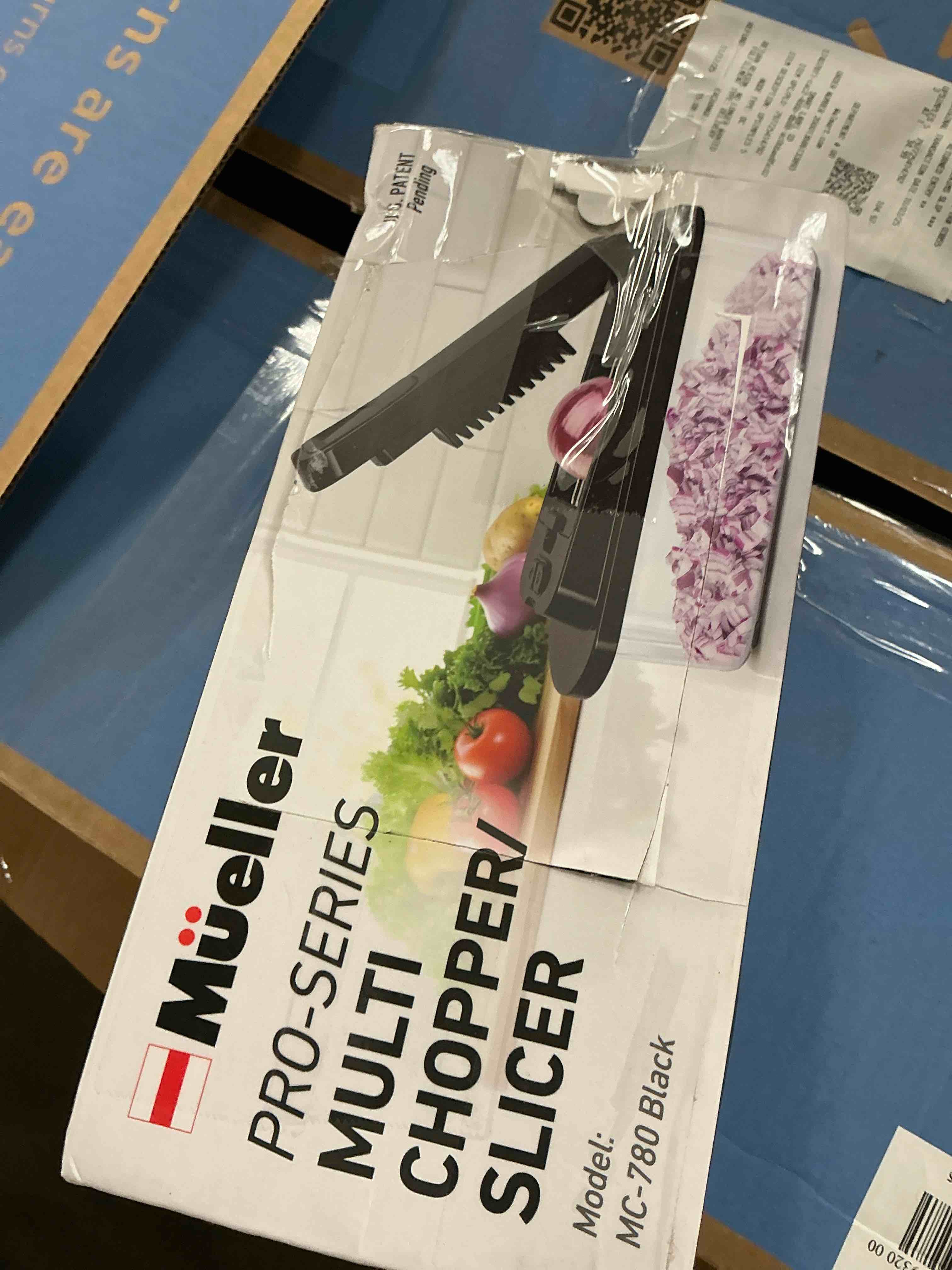 Condition photo showing Good Condition for Mueller Pro-Series 10-in-1, 8 Blade Vegetable Chopper, Mandoline Slicer, Onion Mincer, Cutter, Dicer, Veggie Chopper with Container, Kitchen Essential