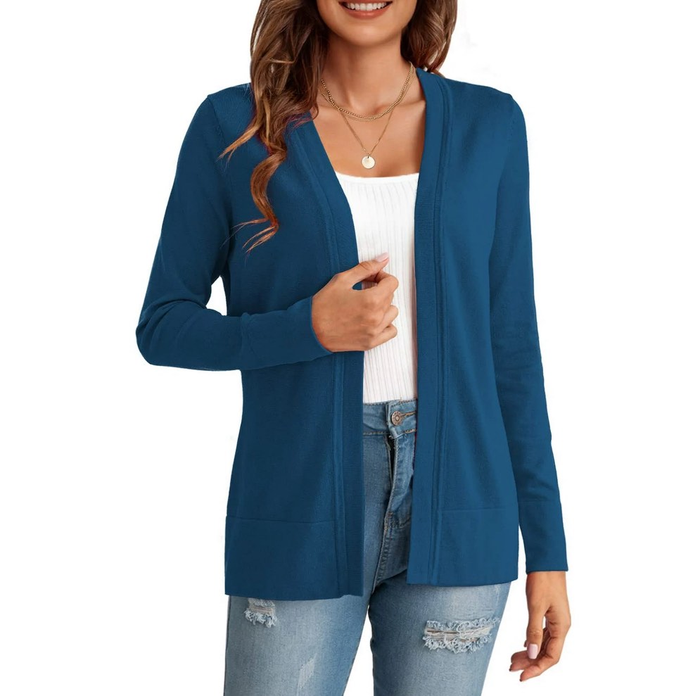 GingDin Women's Cardigans Lightweight Long Sleeve Open Front Sweater Cardigan XL