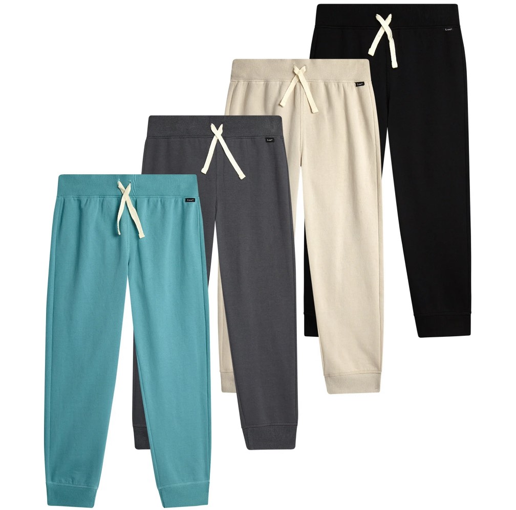 Lee Boys' Sweatpants - 4 Pack Basic Cozy Active Fleece Jogger Pants with Pockets size med