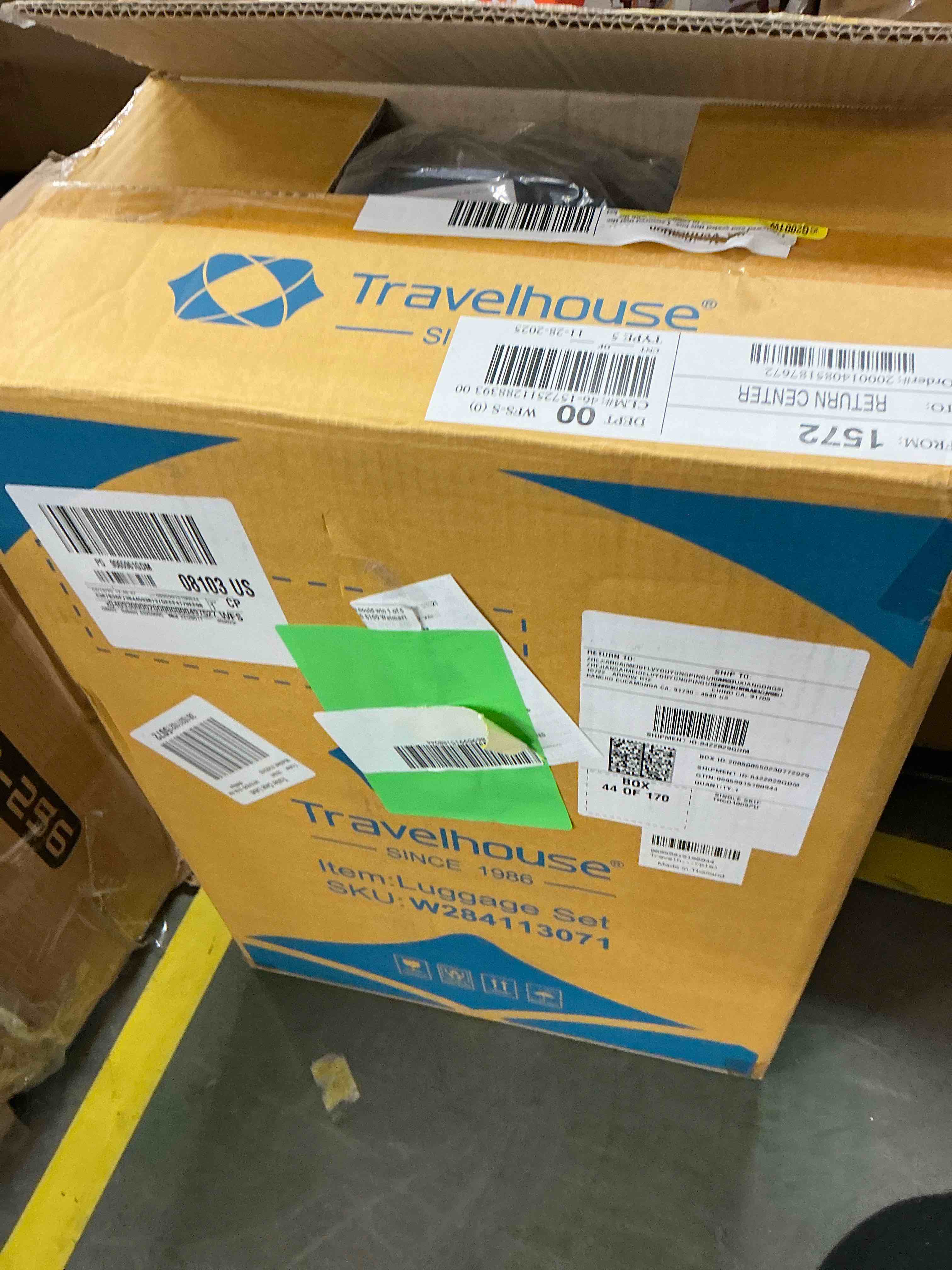 Condition photo showing Good Condition for Travelhouse Carry on Luggage Set 3 Piece hardshell TSA Lock Spinner Wheels Suitcase with Travel Bag and Neck Pillow.(Purple)