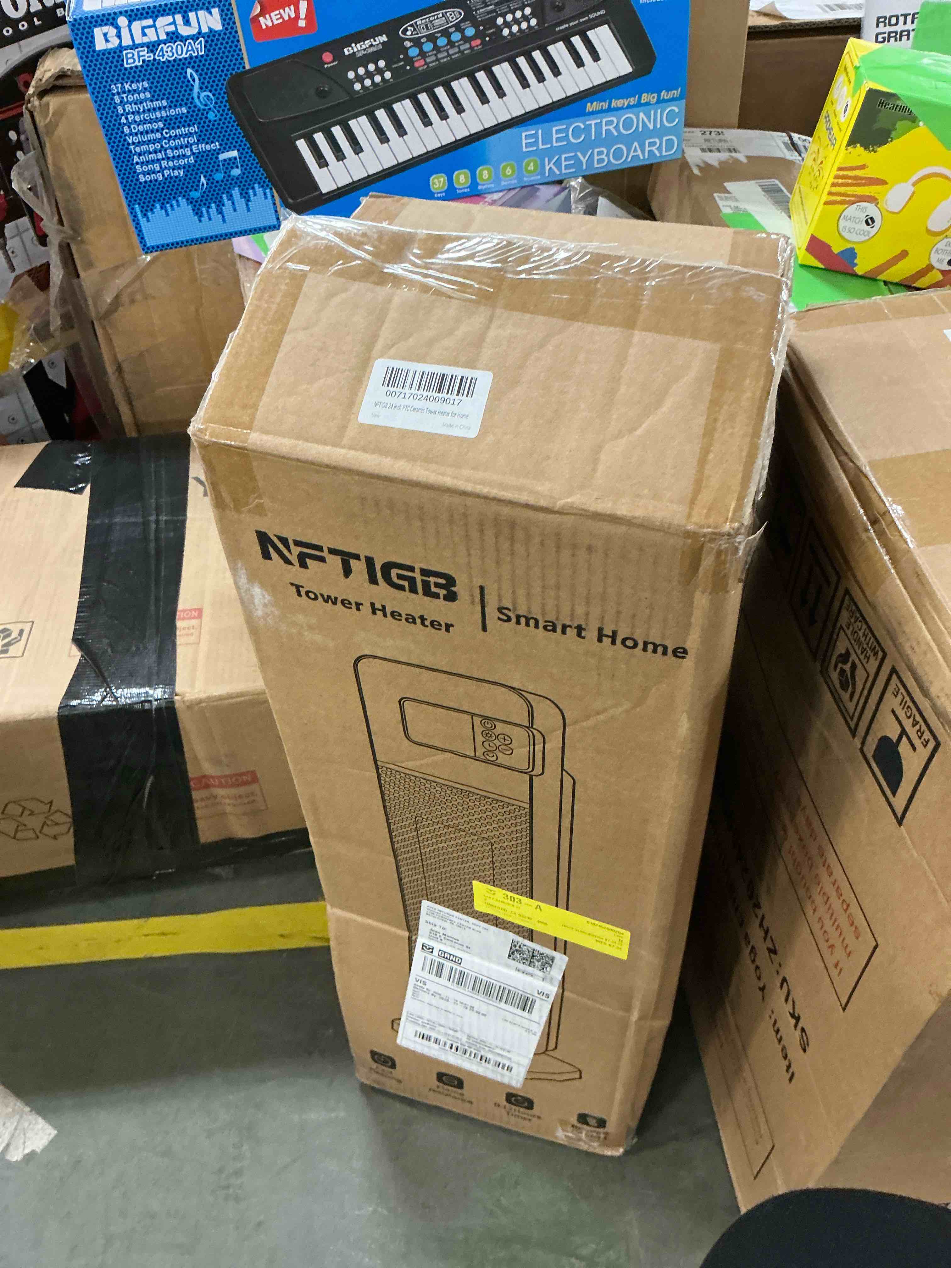 Condition photo showing New/Like New for NFTIGB 24" Tower Heater, 1500W PTC Ceramic Electric Space Heater with Digital Thermostat, Remote, 70° Oscillation, ECO Mode and Safety Tip-Over Protection, Gray