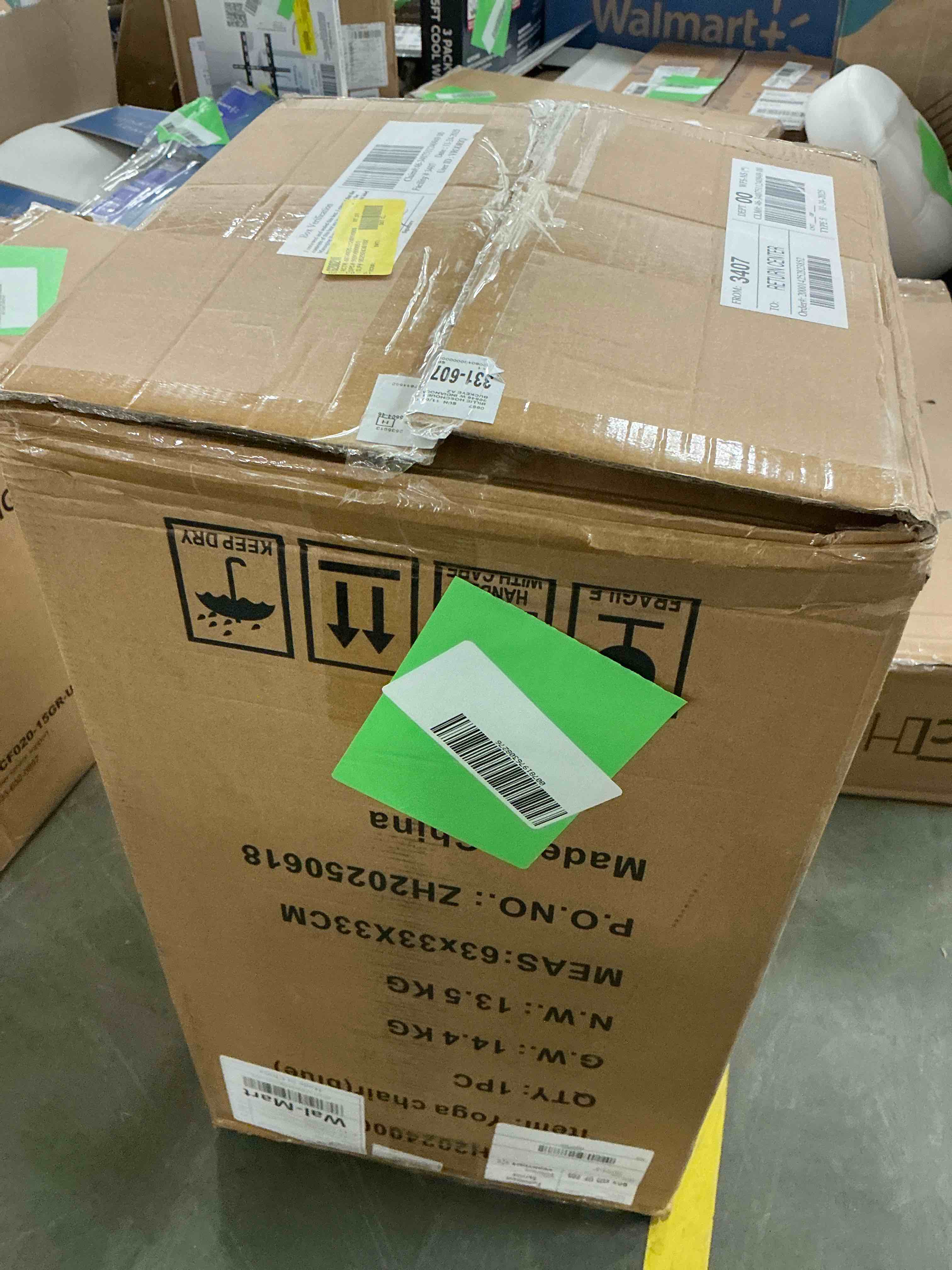 Condition photo showing New/Like New for Yoga Curve Chair, Corduroy Yoga Chaise Lounge Chair for Adults, With Lumbar Pillow, Side Pocket, Ottoman, Modern Yoga Couch for Stretching and Relaxation, Blue