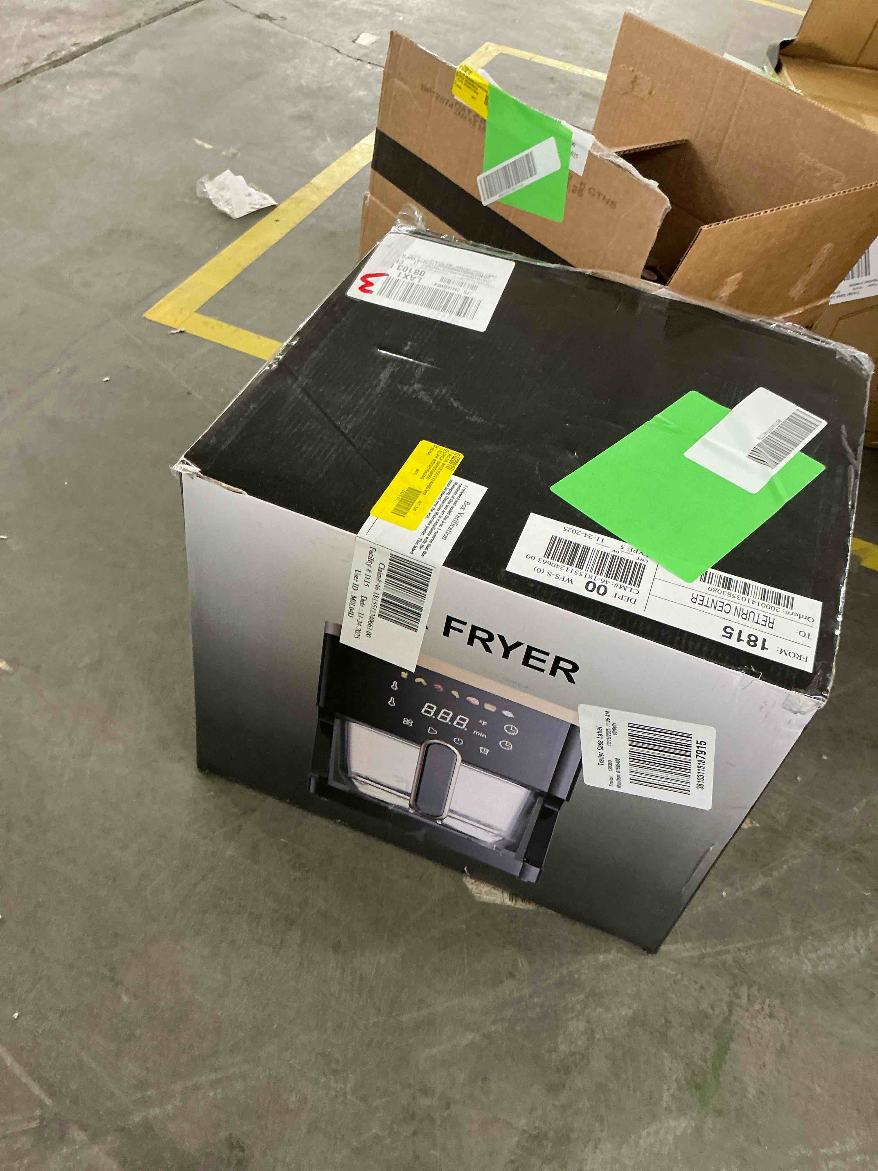 Condition photo showing As Is for 7-in-1 Air Fryer, 5 QT Clear Glass Basket Fryer, 360° Cooking Window, 1400W Precise Heating for Even Results, Air Fry, Reheat, Roast, Bake, Dishwasher-Safe Parts, LED Smart Touchscreen, 85% Less Fat