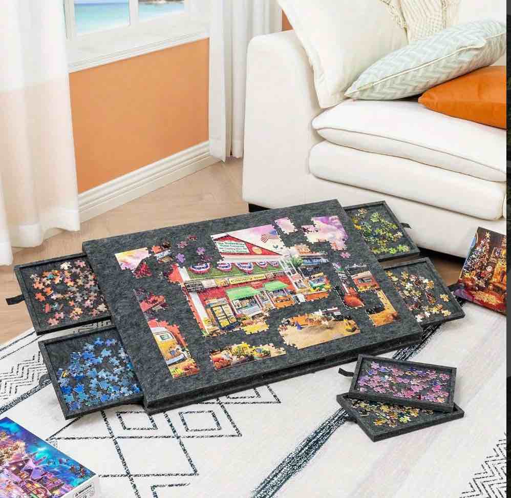 Board with Sorting Trays, Lightweight and Storage for 100 Pieces, Black