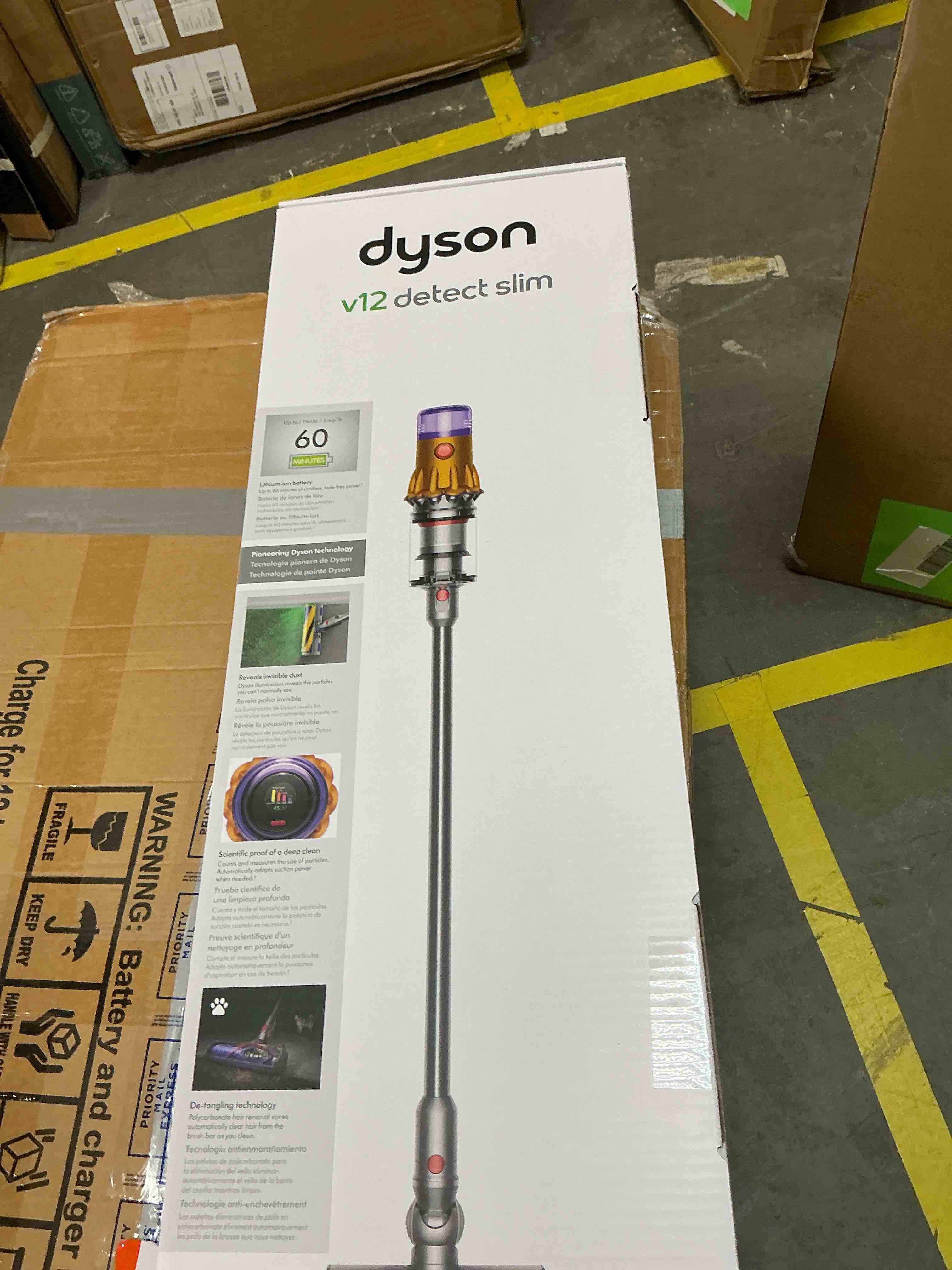 Condition photo showing New/Like New for Dyson V12 Detect Slim Cordless Vacuum Cleaner,Yellow/Iron