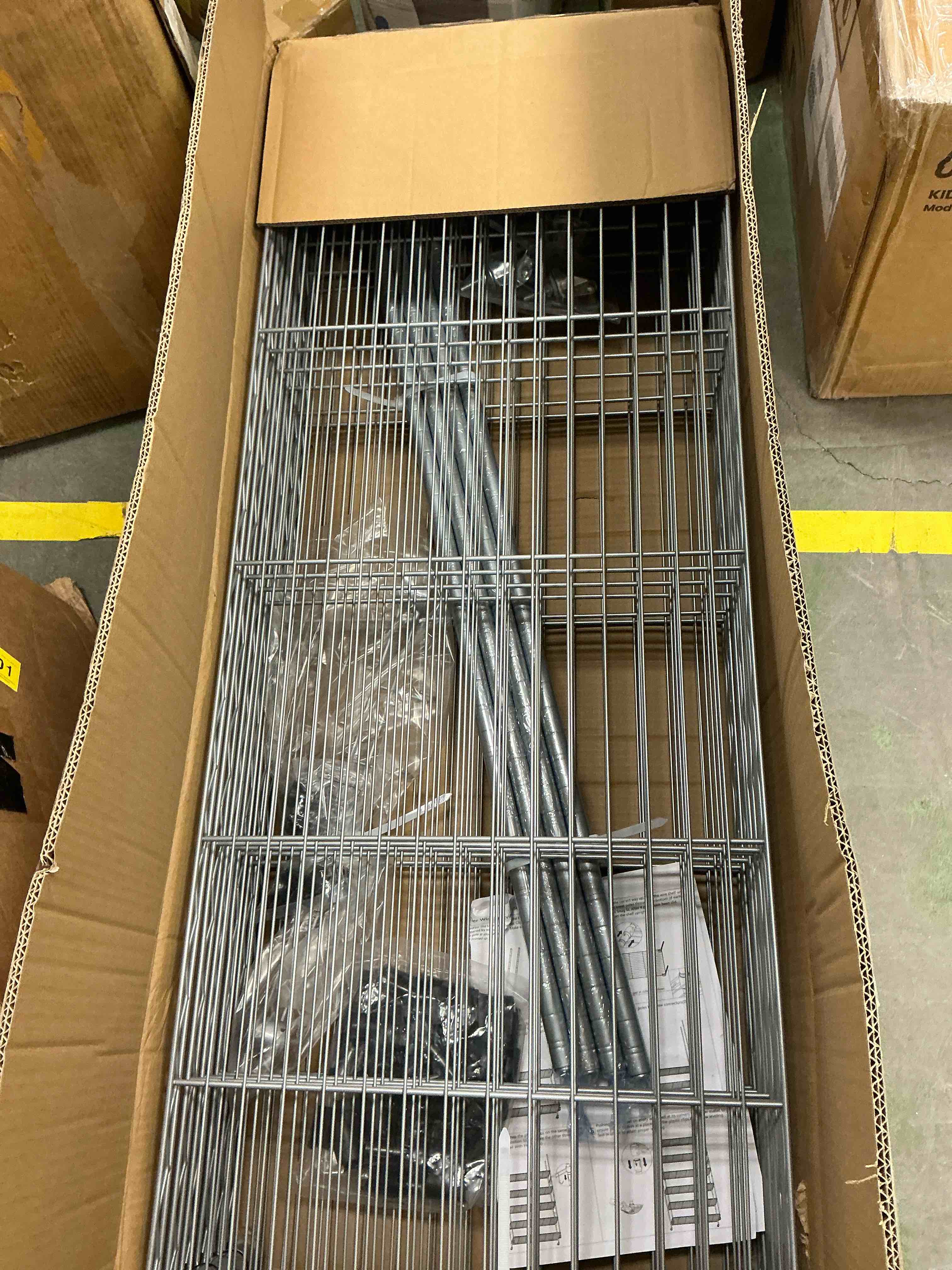 Condition photo showing New/Like New for Ktaxon 6 Tier Wire Shelving with Wheels 2400LBS Capacity, Heavy Duty Storage Rack for Home Garage, 46"W x 18"D x 82"H Adjustable Shelves, Silver