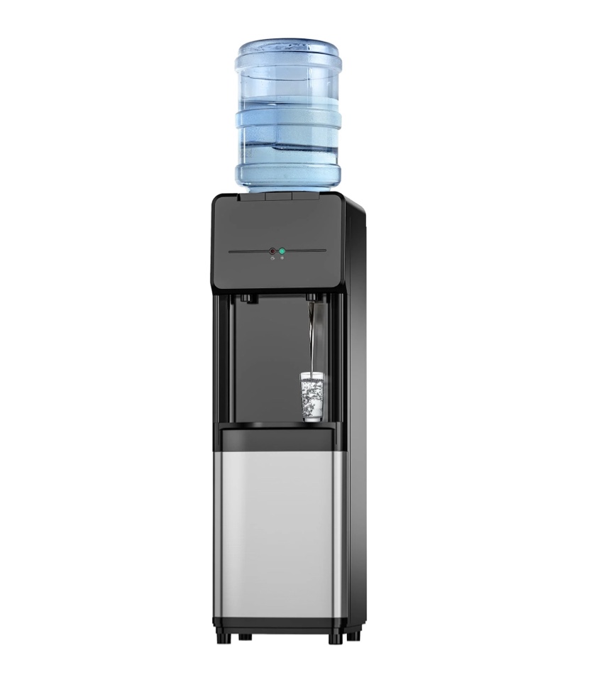 Simzlife Water Dispenser Bottom Loading  UV Lights Stainless Steel Water Cooler   3 or 5 Gallon Bottle  Black