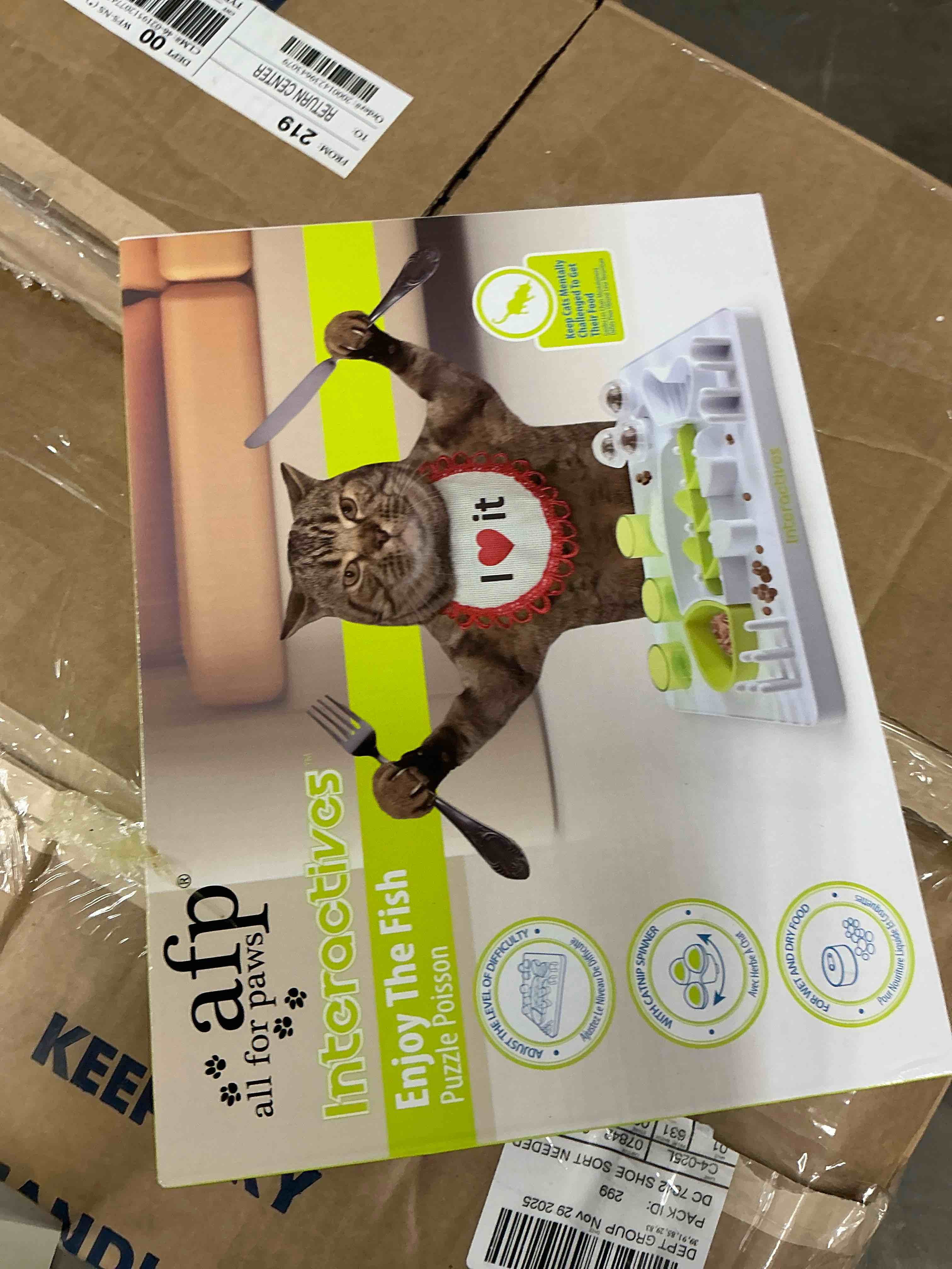 Condition photo showing New/Like New for All For Paws Interactive Cat Treat Dispenser Puzzle Toy & Slow Feeder for Kitty IQ Training & Mental Stimulation  Kitty Enrichment Toys for Indoor Cats  Fish