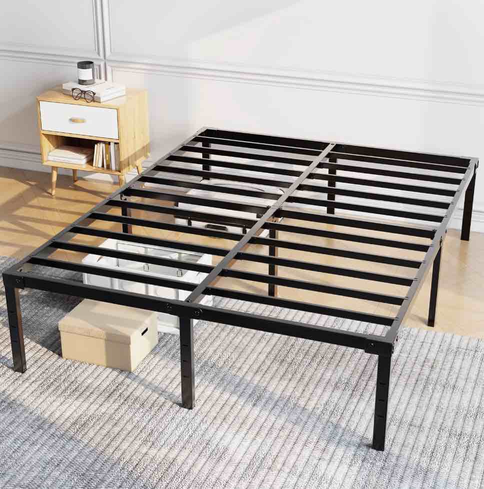 Capri Full Bed Frame, 18 inch High Metal Platform Bed Frame, 2200 LBS Weight Capacity, Heavy Duty, Noise Free, Easy Assembly, Black