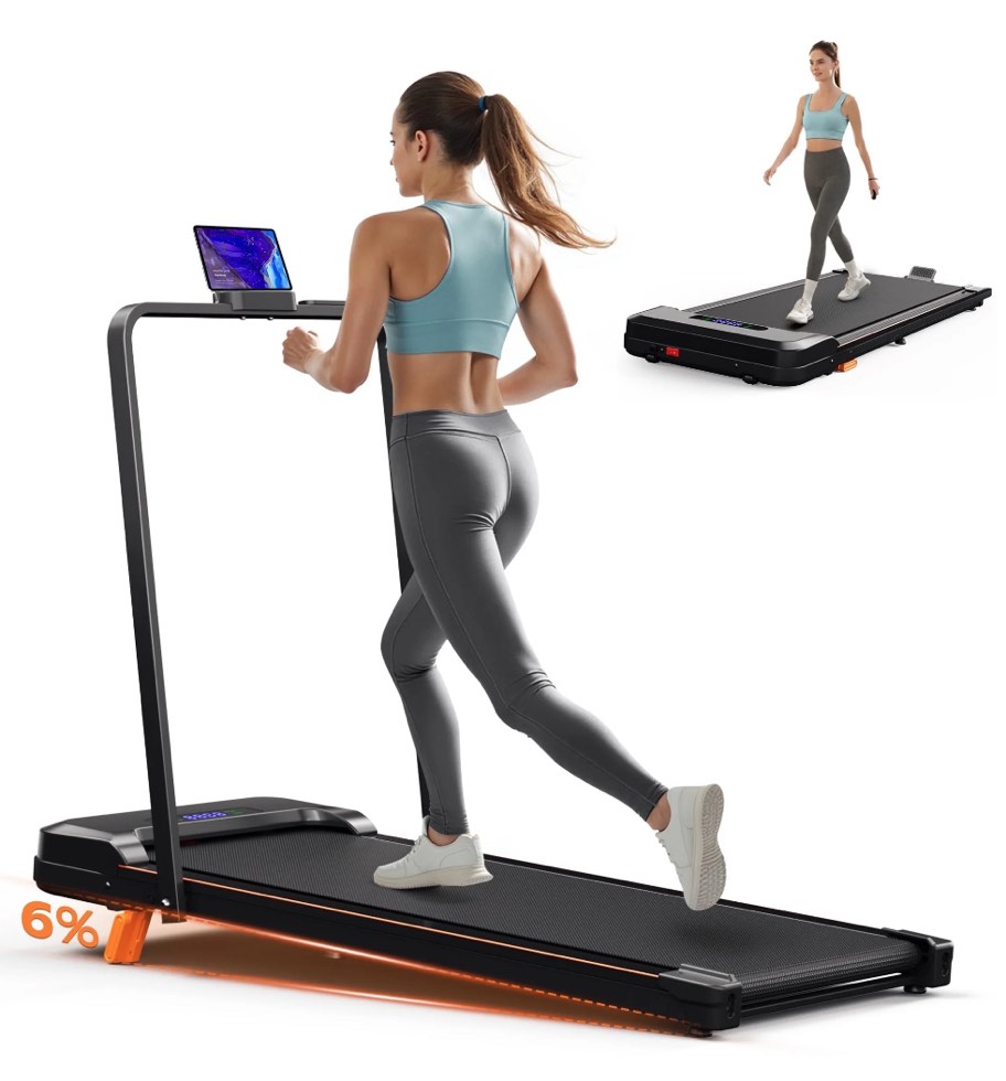 Primy Walking Pad with Incline and Handle, 4 in 1 Compact Under Desk Treadmill for Walking Jogging, Portable Foldable Treadmill, Modern Fitness Equipment, Stable Workout Running 233
